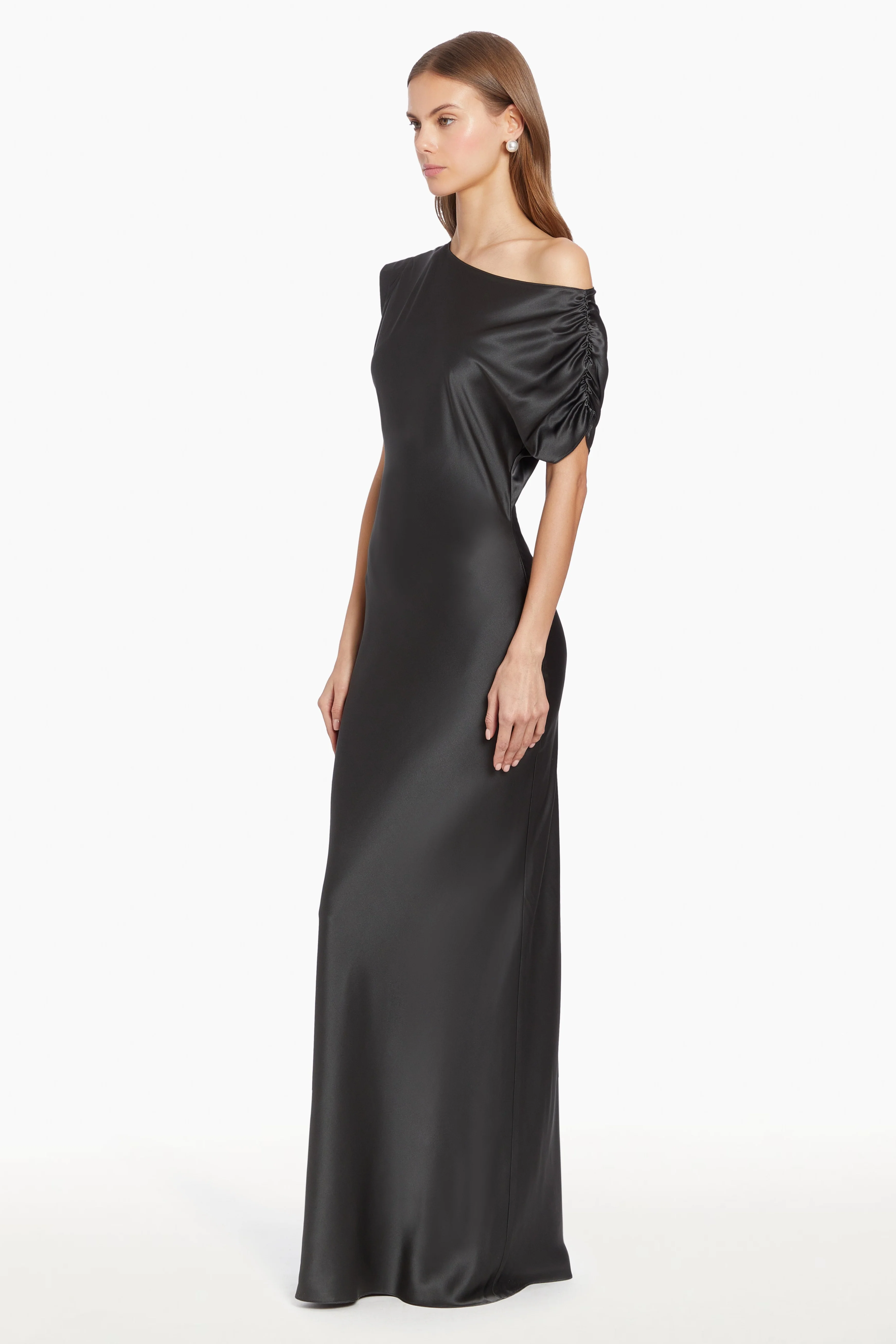 Faithful Nights Silk Maxi Dress Black