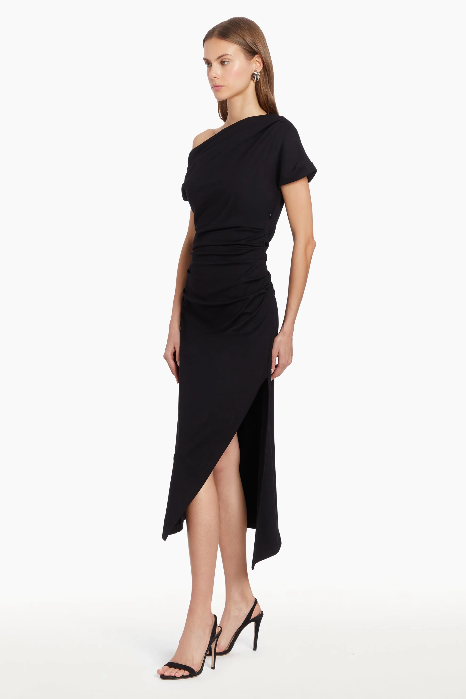 Faithful Nights Satin Midi Dress Black