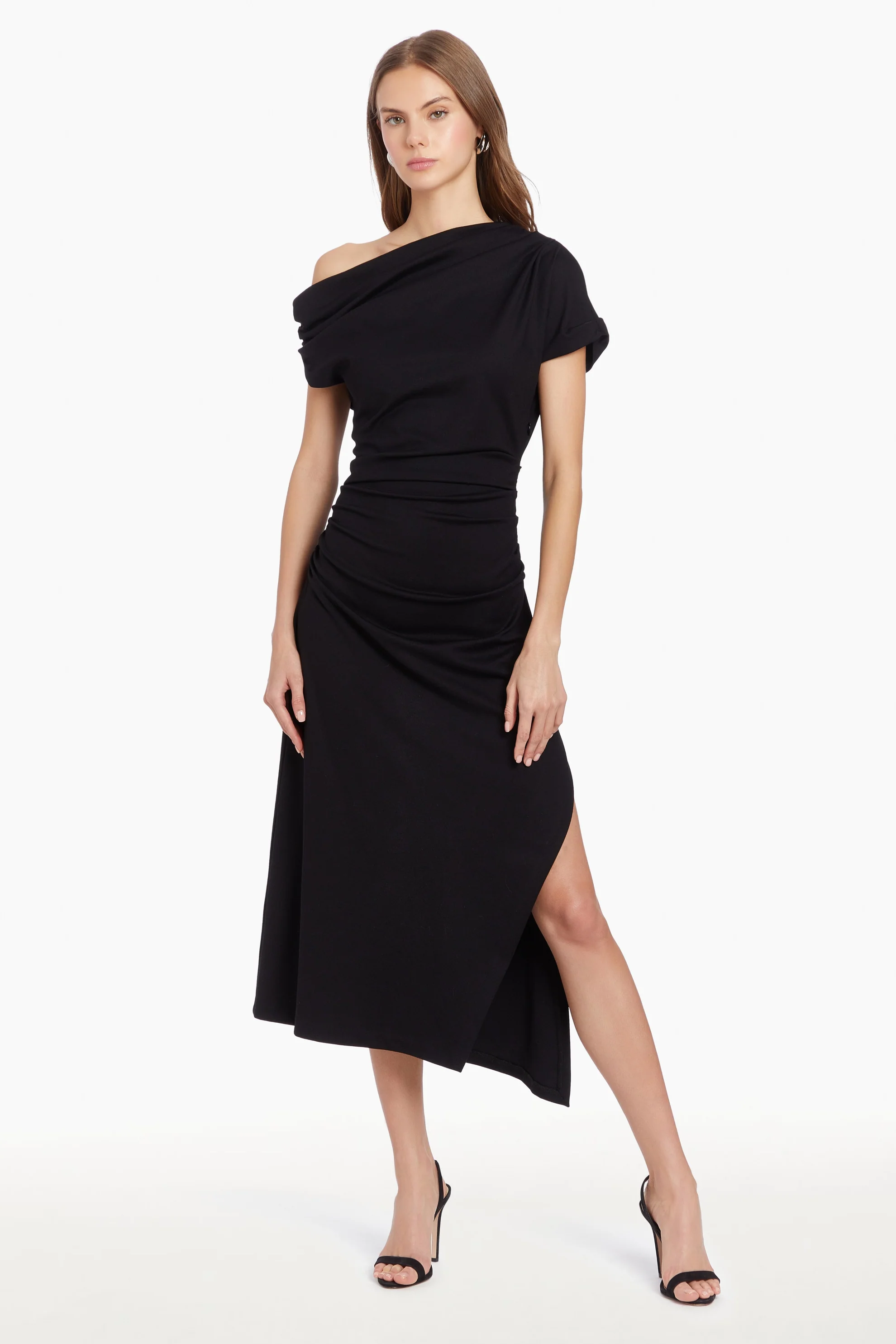 Faithful Nights Satin Midi Dress Black