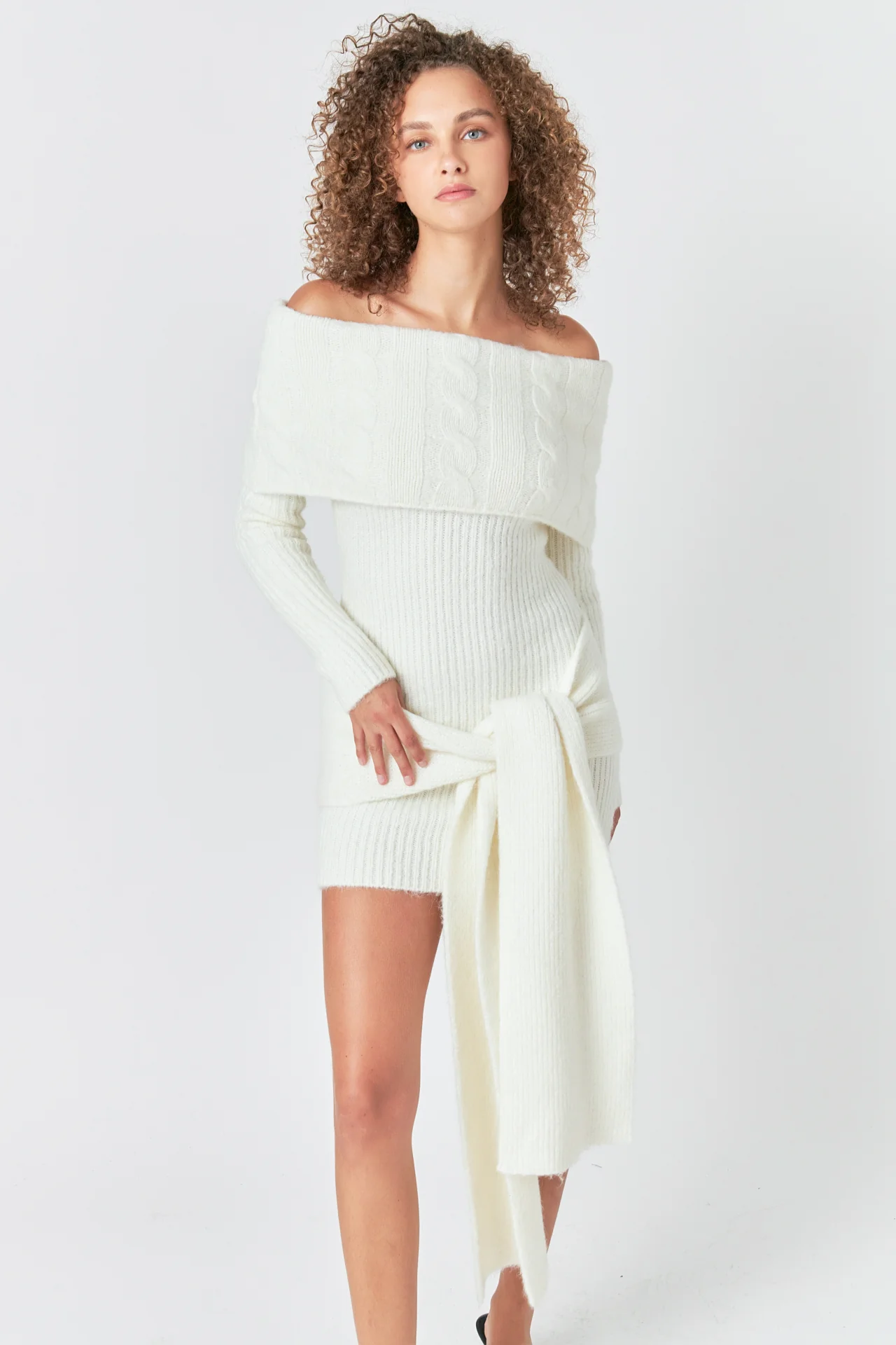 Off Shoulder Sweater Mini Dress