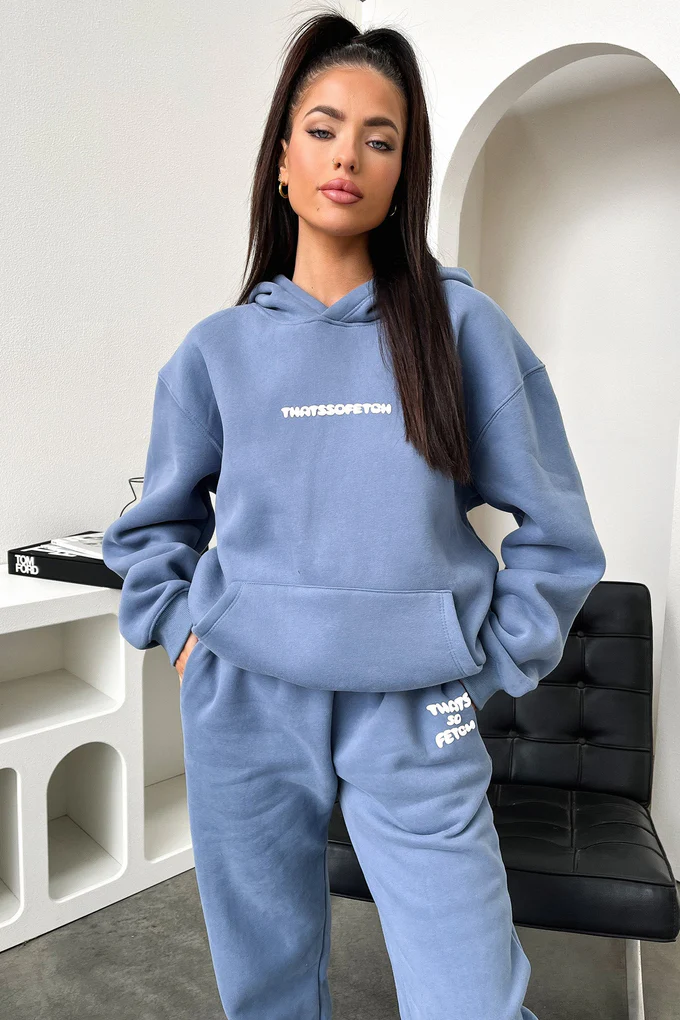 With Love Always Oversized Hoodie  - Steel Blue