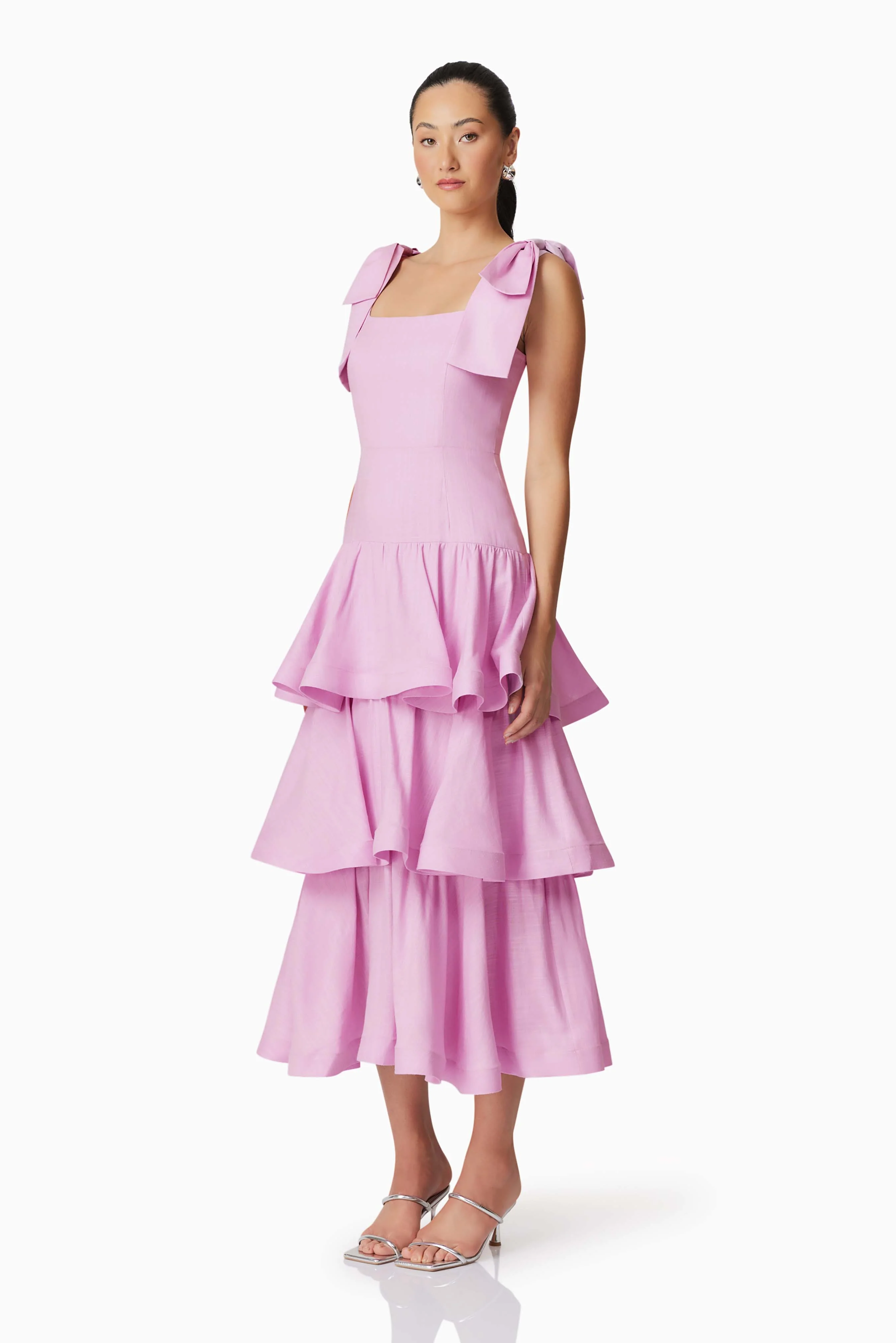 Kara Tiered Maxi Dress in Purple