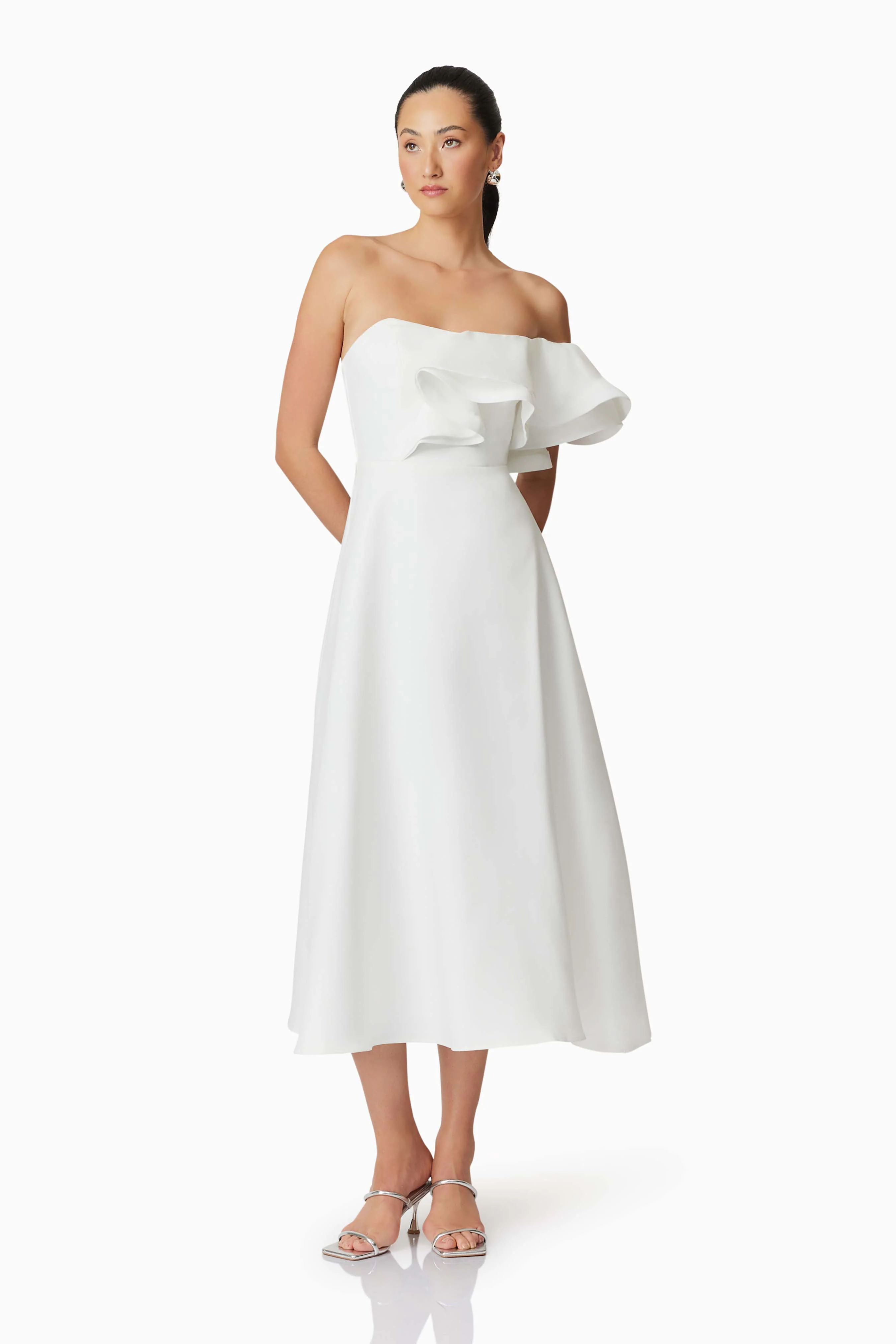 Celia Midi Dress in White