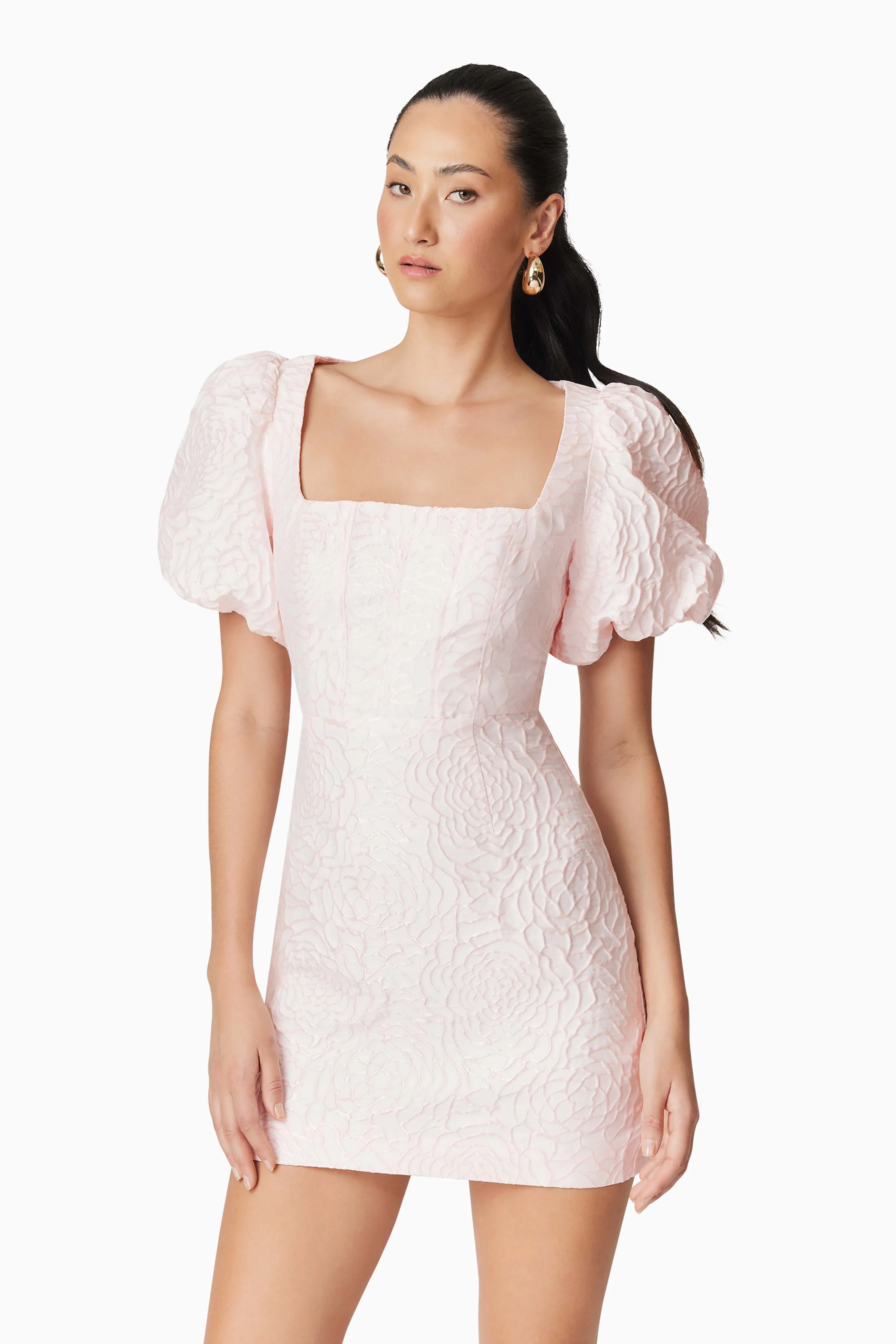 Deanna Puff Sleeve Mini Dress in Pink