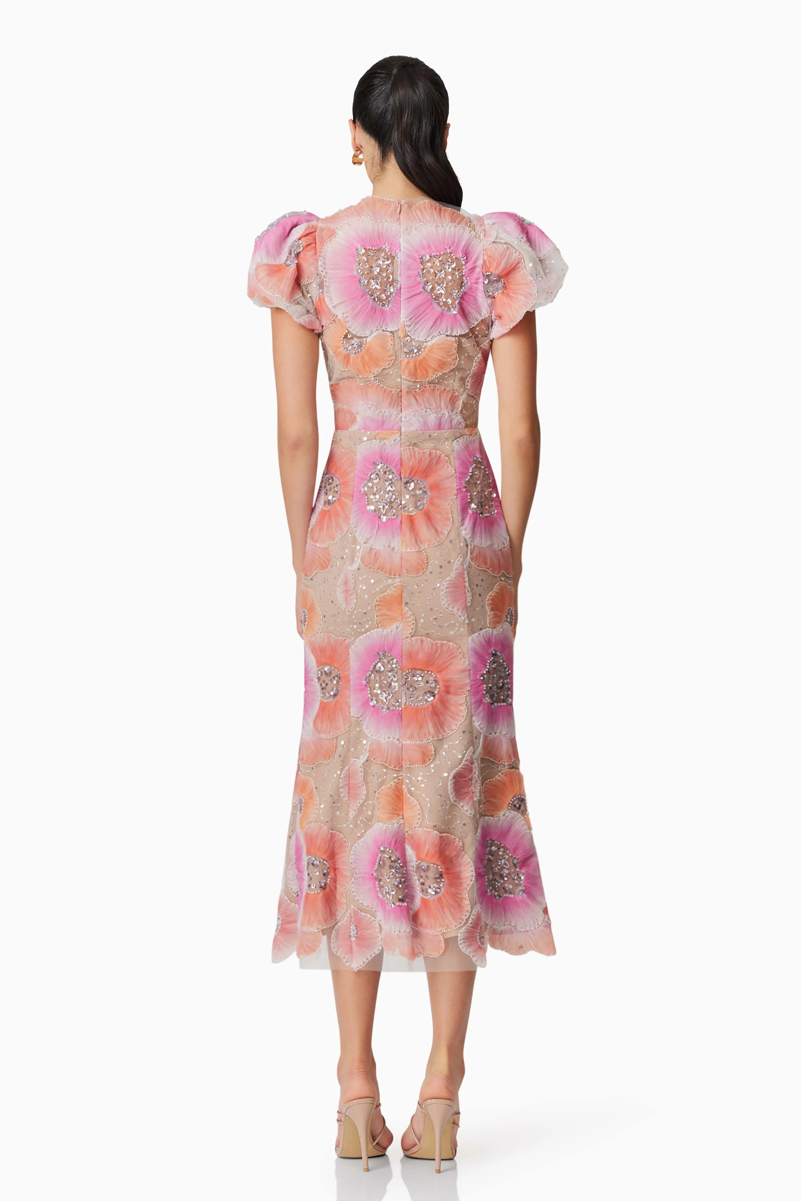 Brittany Floral Midi Dress in Pink