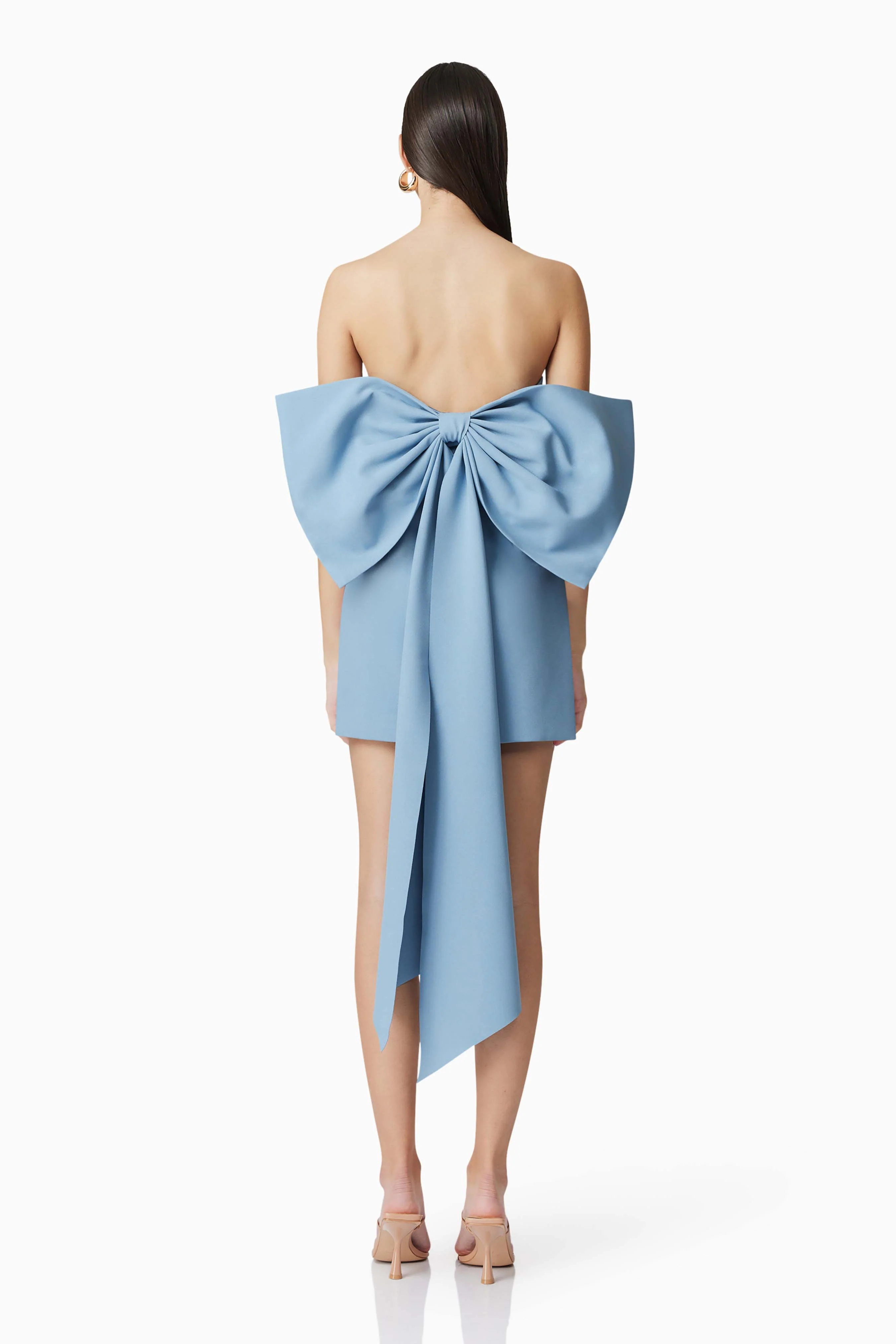Celia Mini Bow Dress in Blue