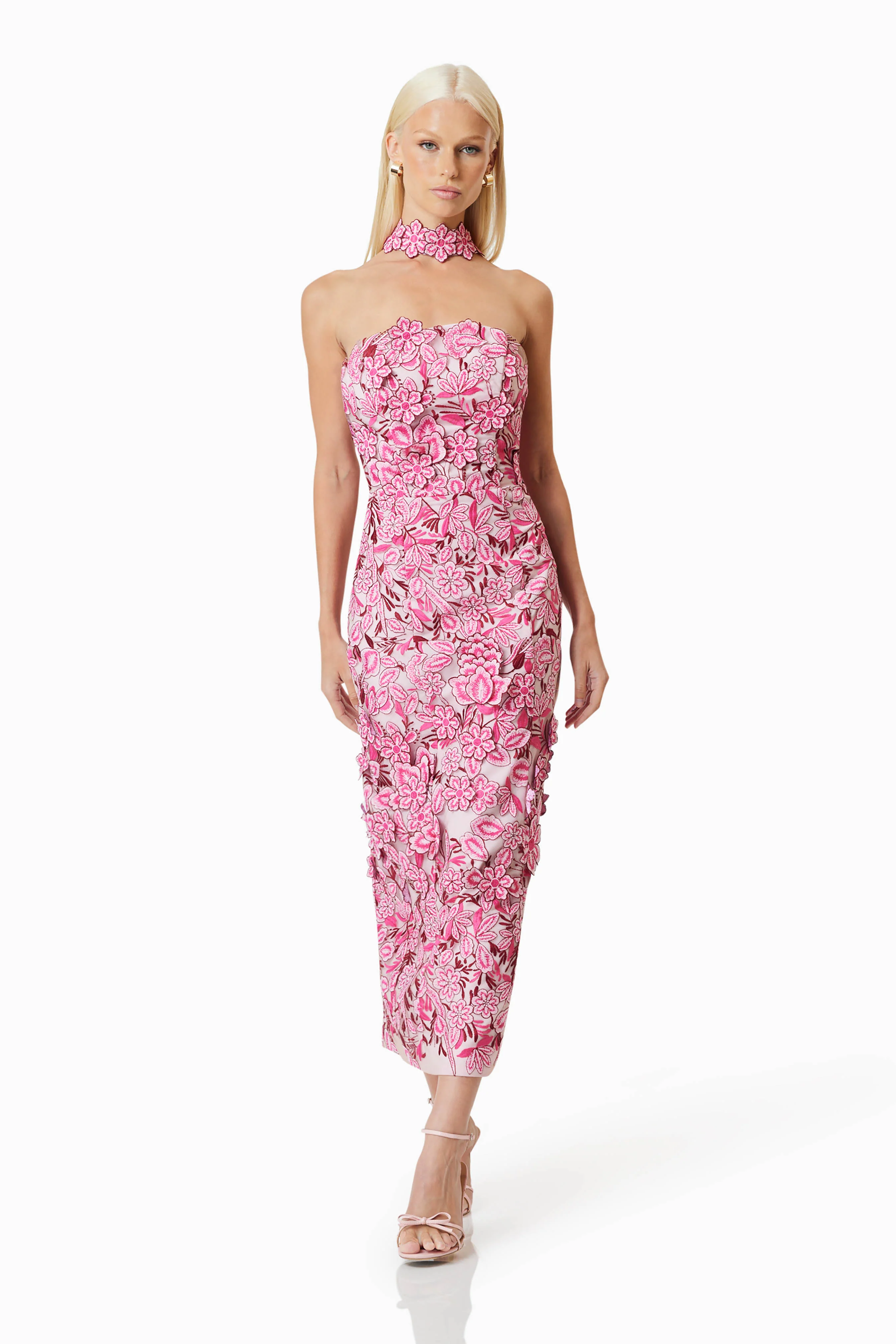 OMR x ELLIATT: Roseate Cocktail Midi Dress In Pink