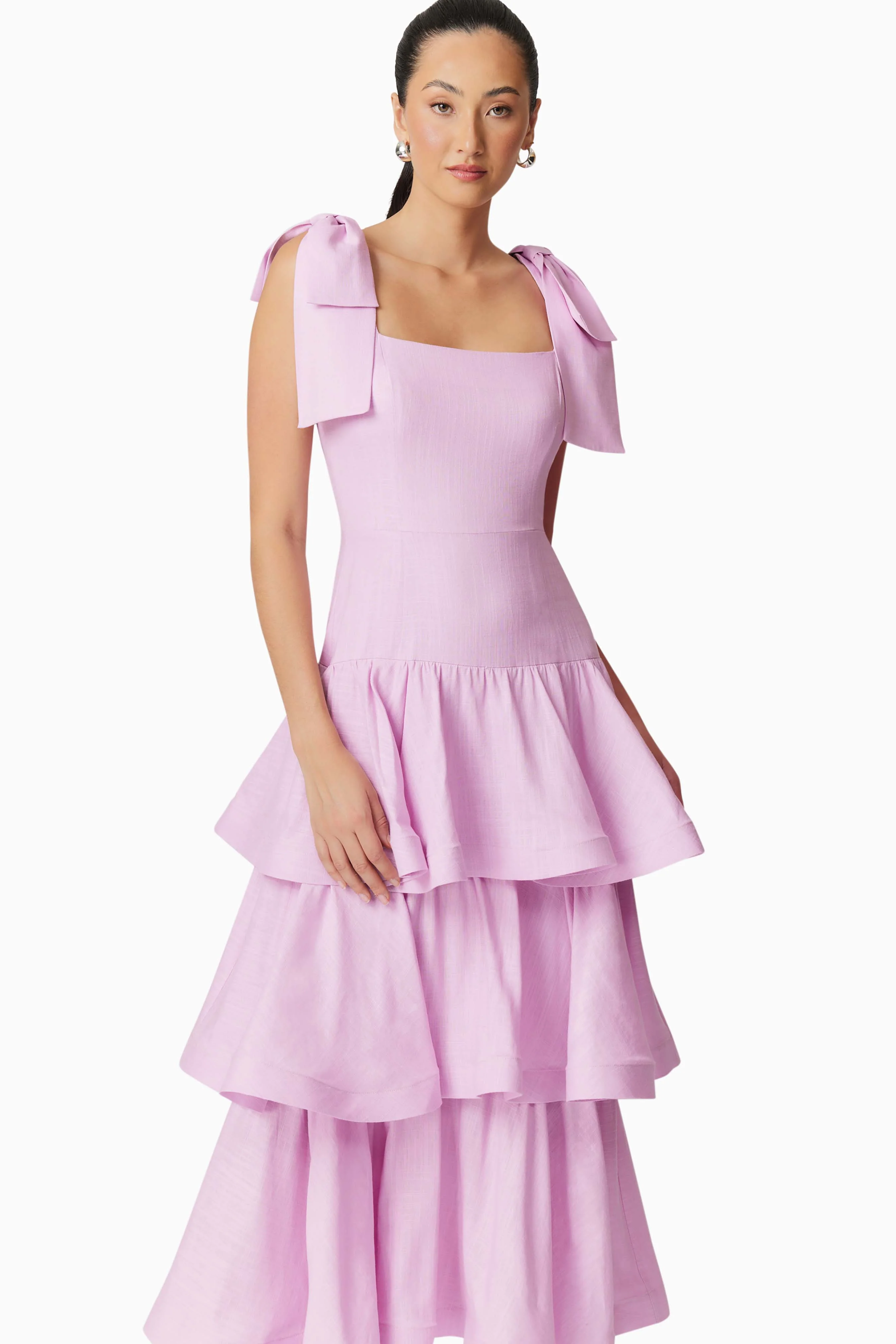 Kara Tiered Maxi Dress in Purple