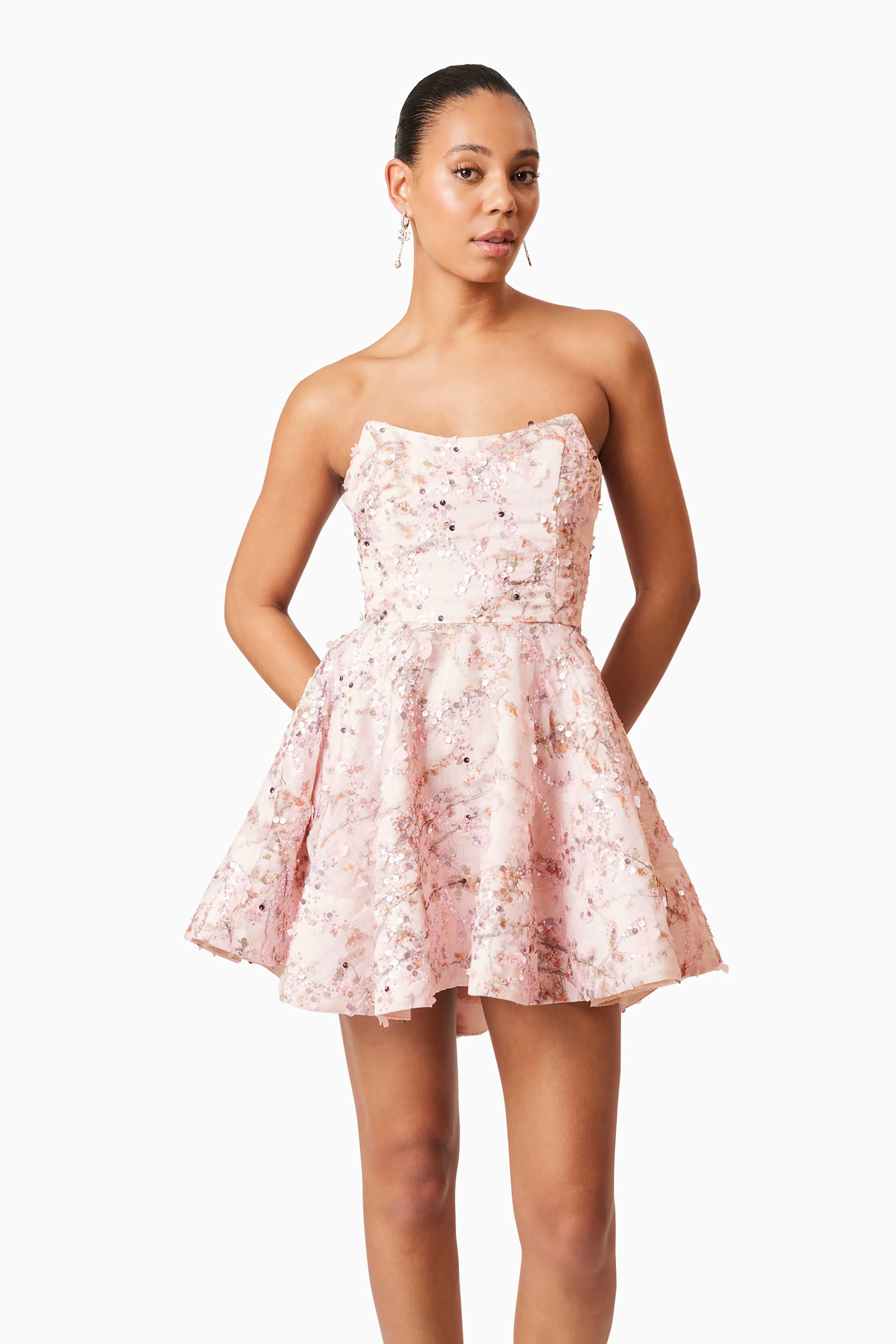 Regina Strapless Mini Dress in Pink
