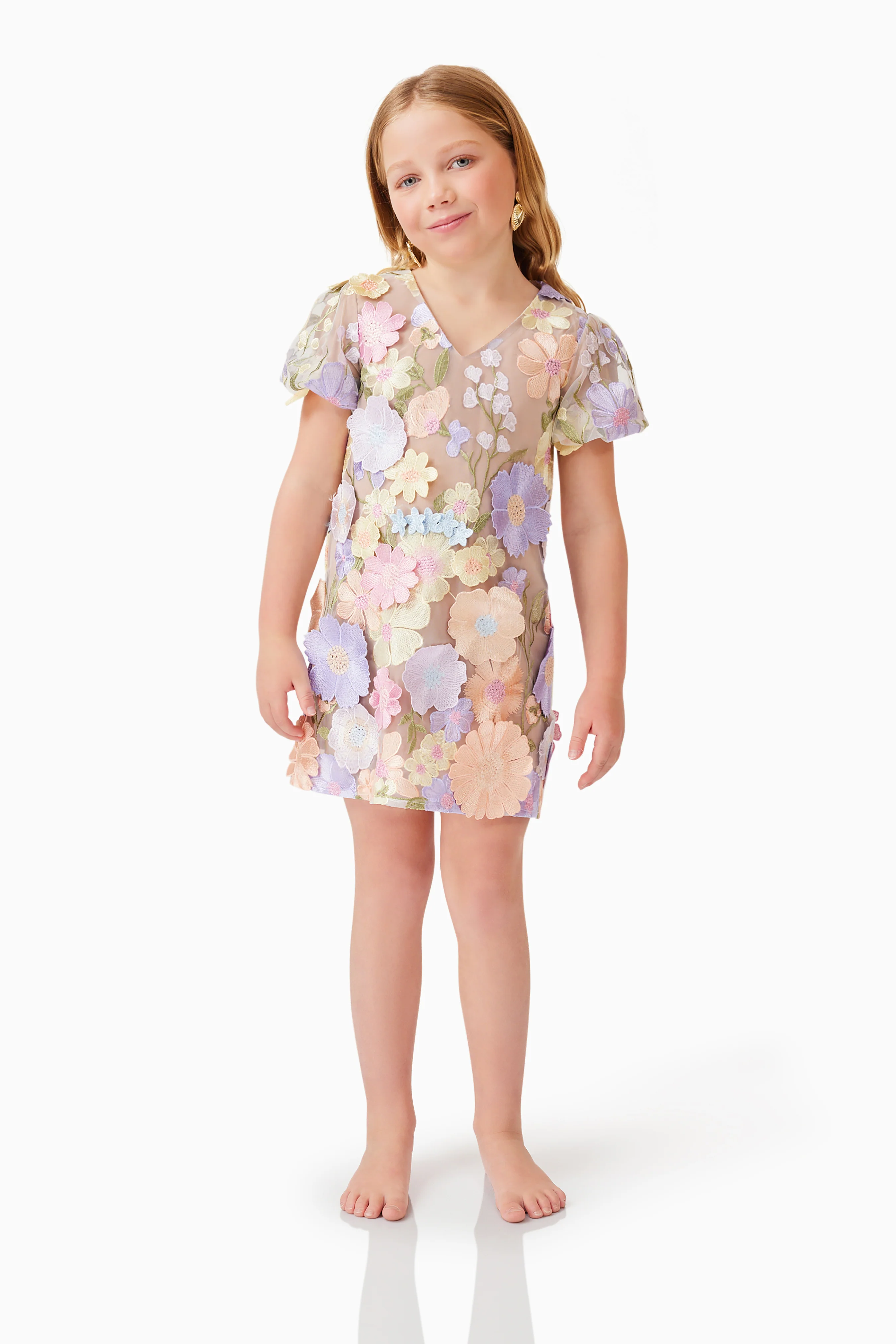 Anthea Embroidered Girls Dress in Purple
