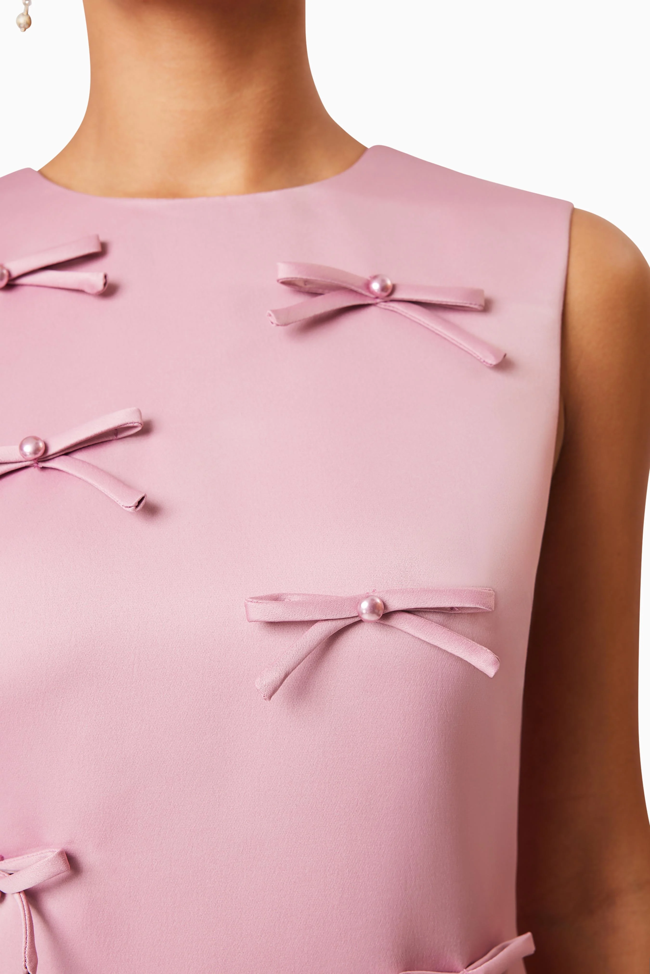 Rose Bow Shift Dress in Pink