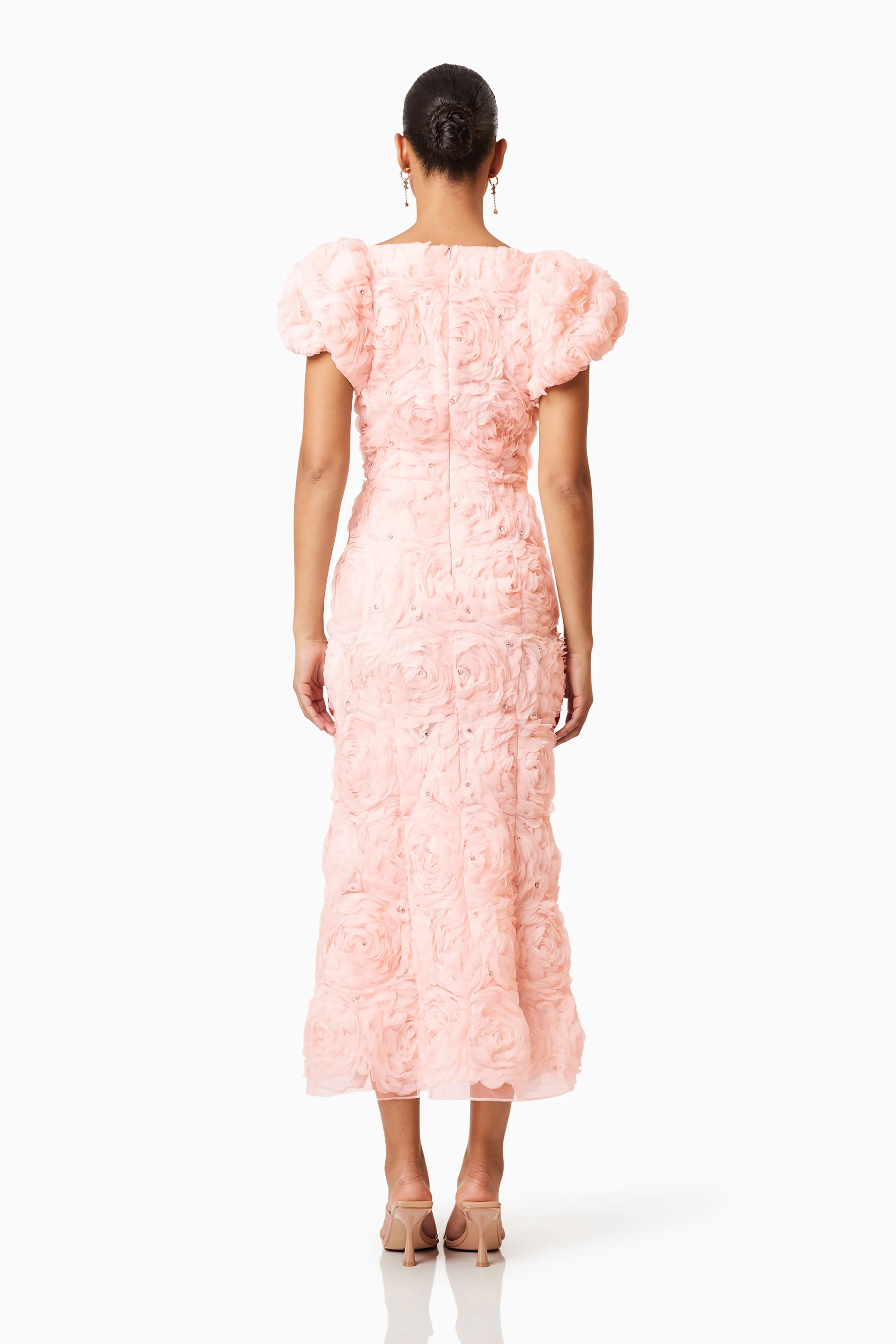 Rosella 3D Midi Dress in Pink