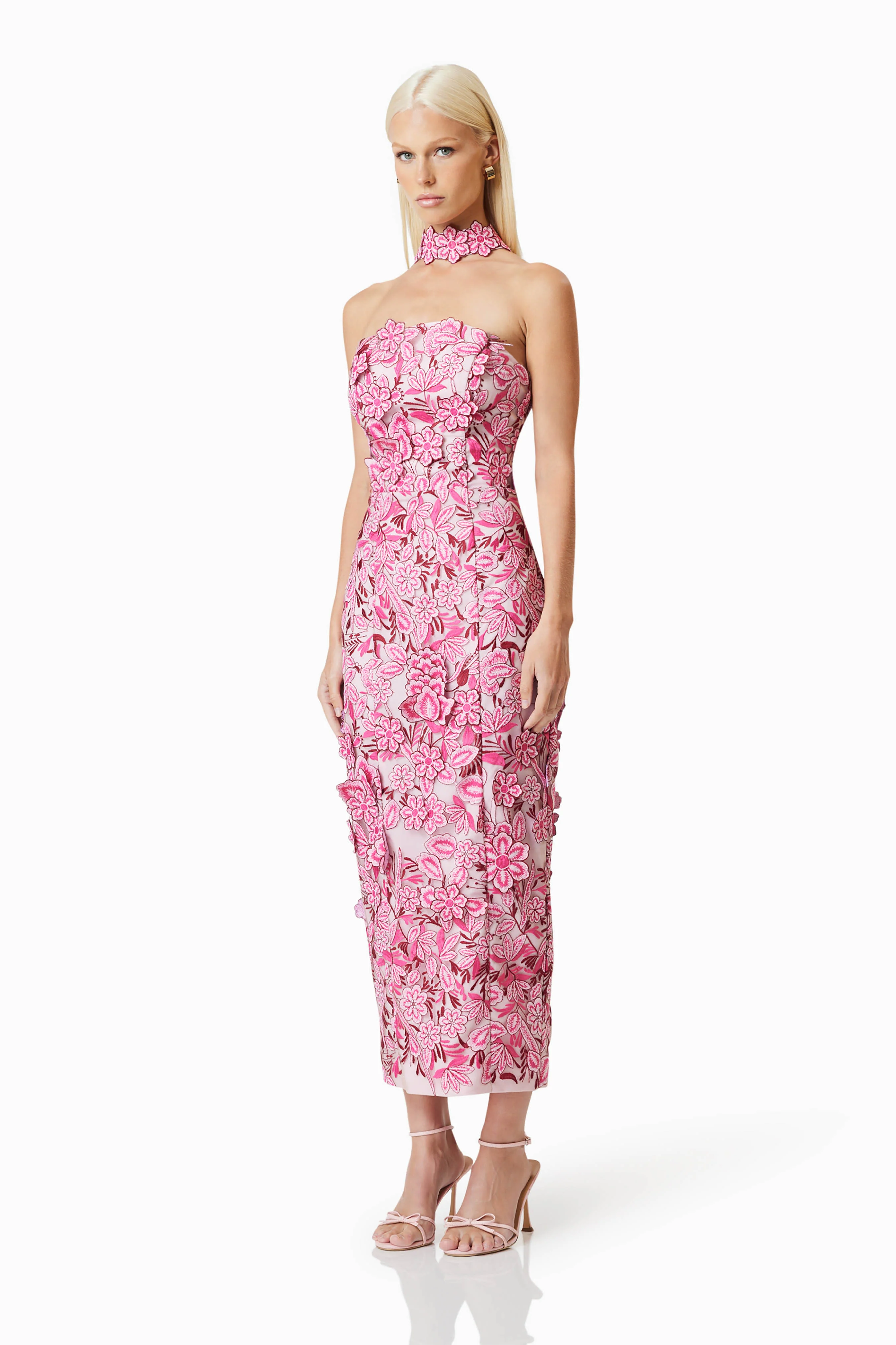 OMR x ELLIATT: Roseate Cocktail Midi Dress In Pink