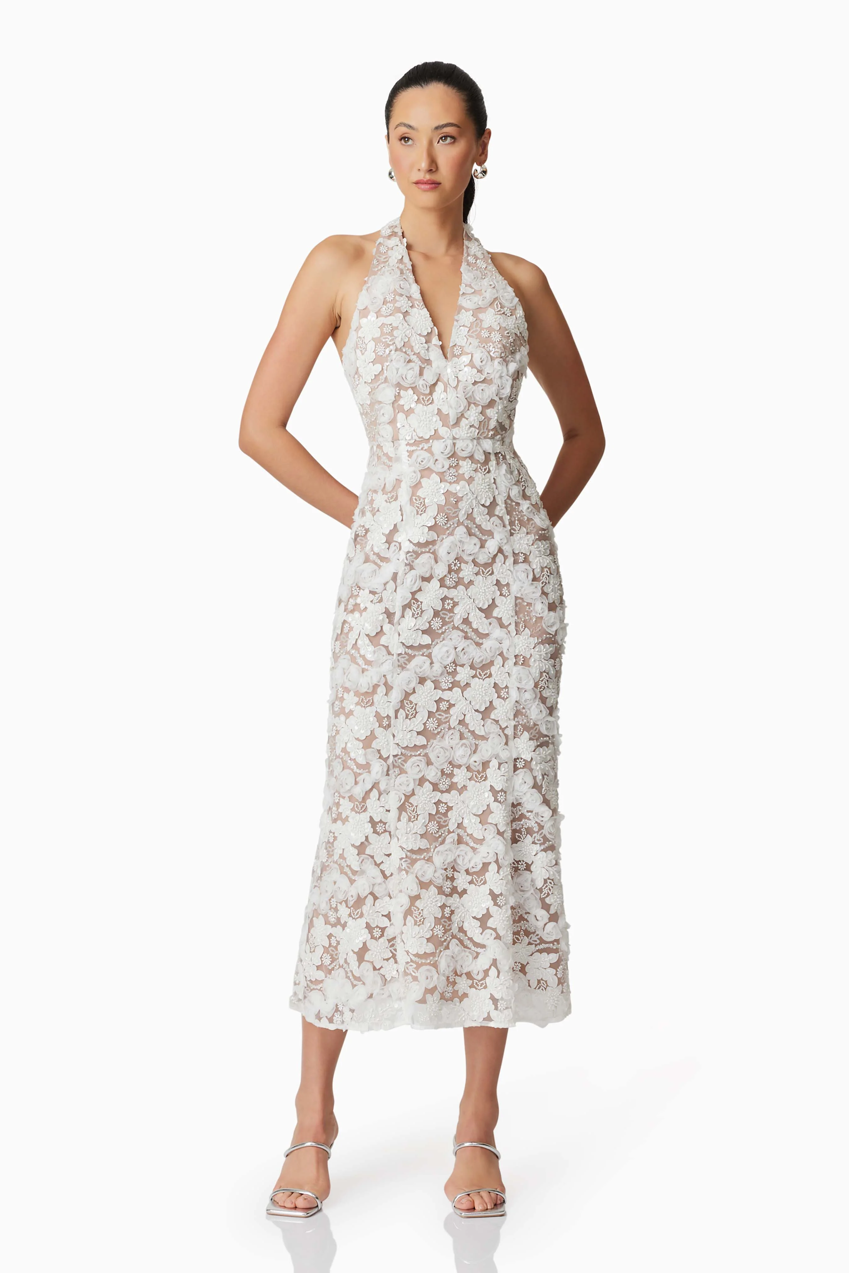 Vonni Halter Maxi Dress in White