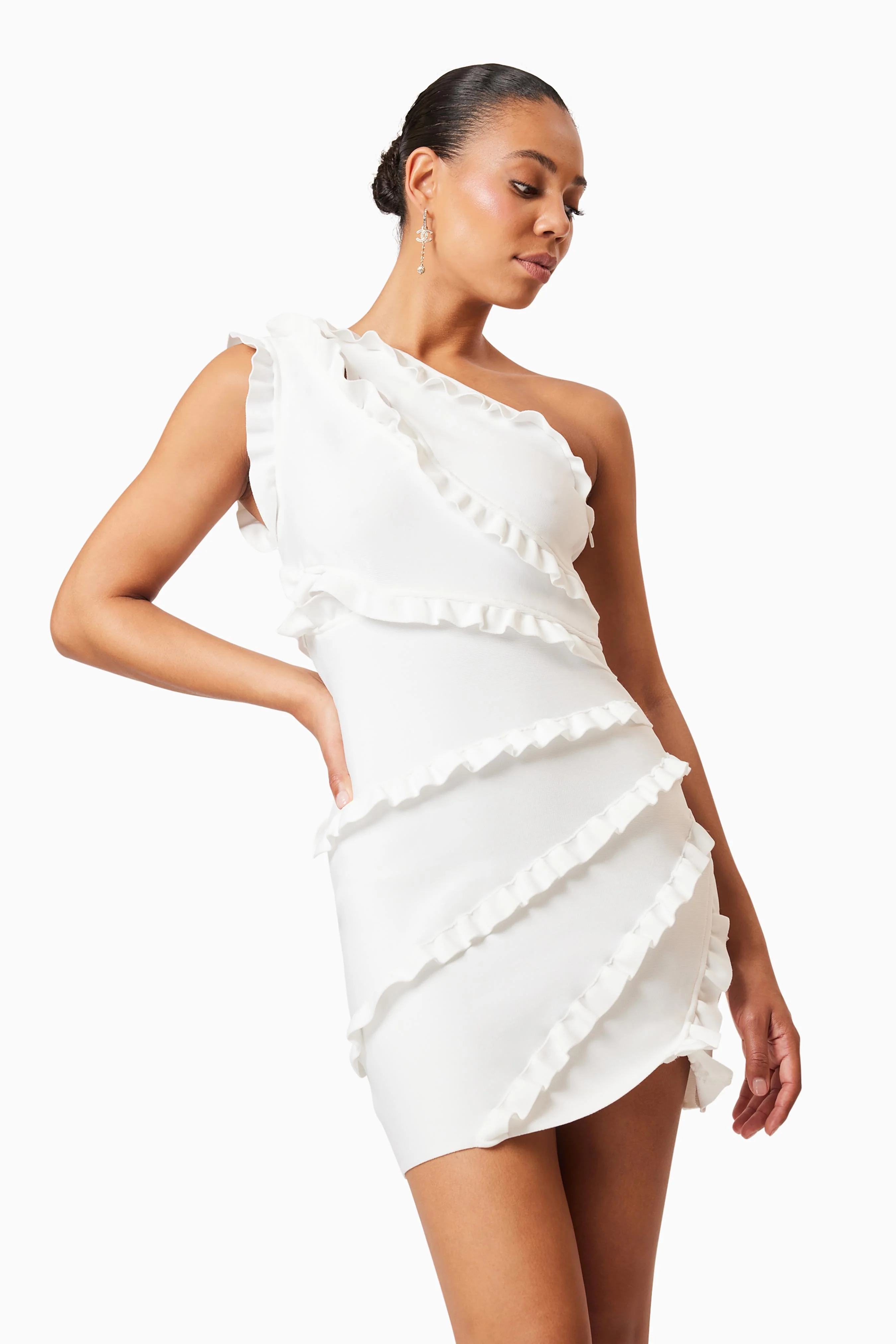 Kimberly Frill Mini Dress in White