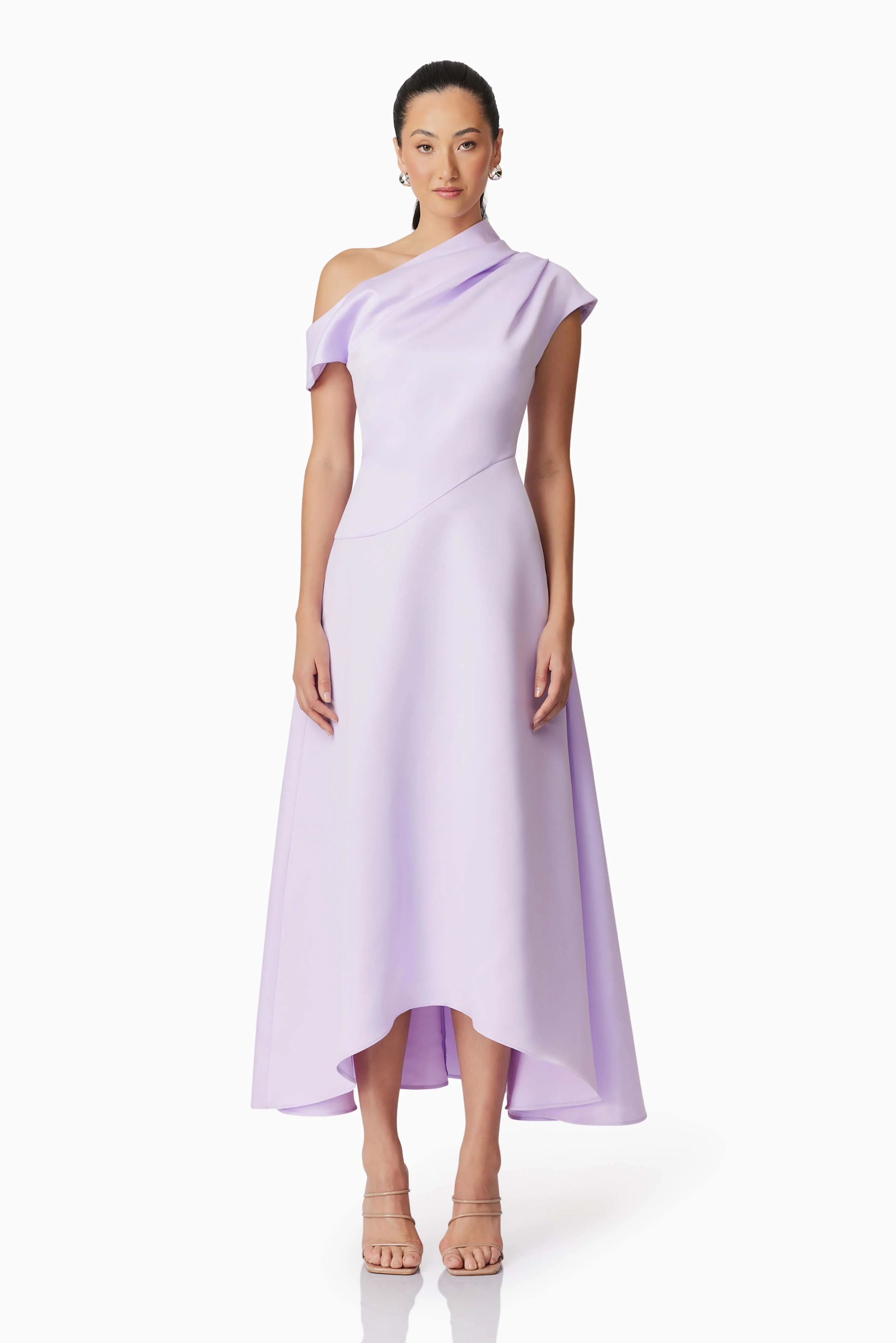 Marissa One Shoulder Gown in Purple