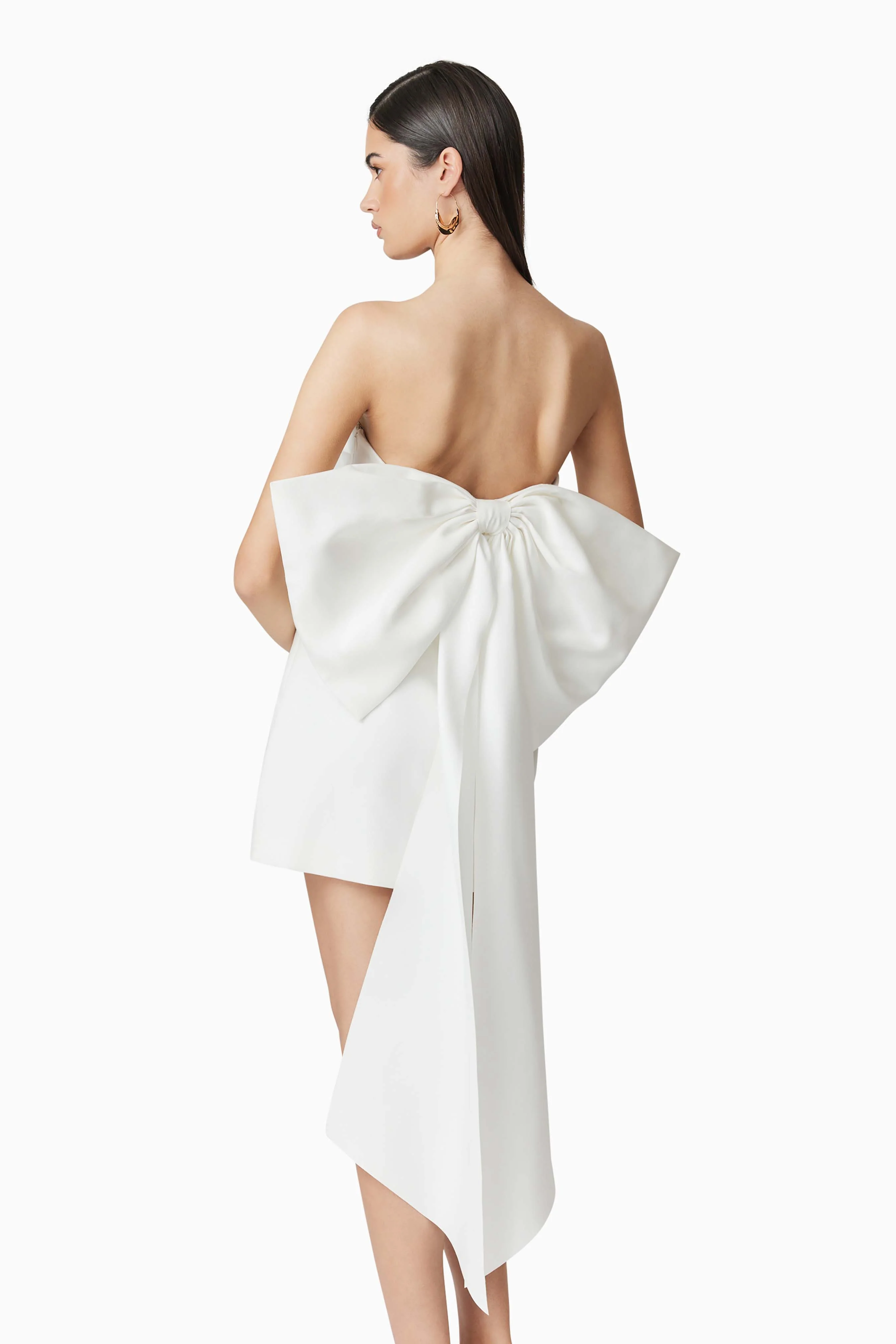 Celia Mini Bow Dress in White