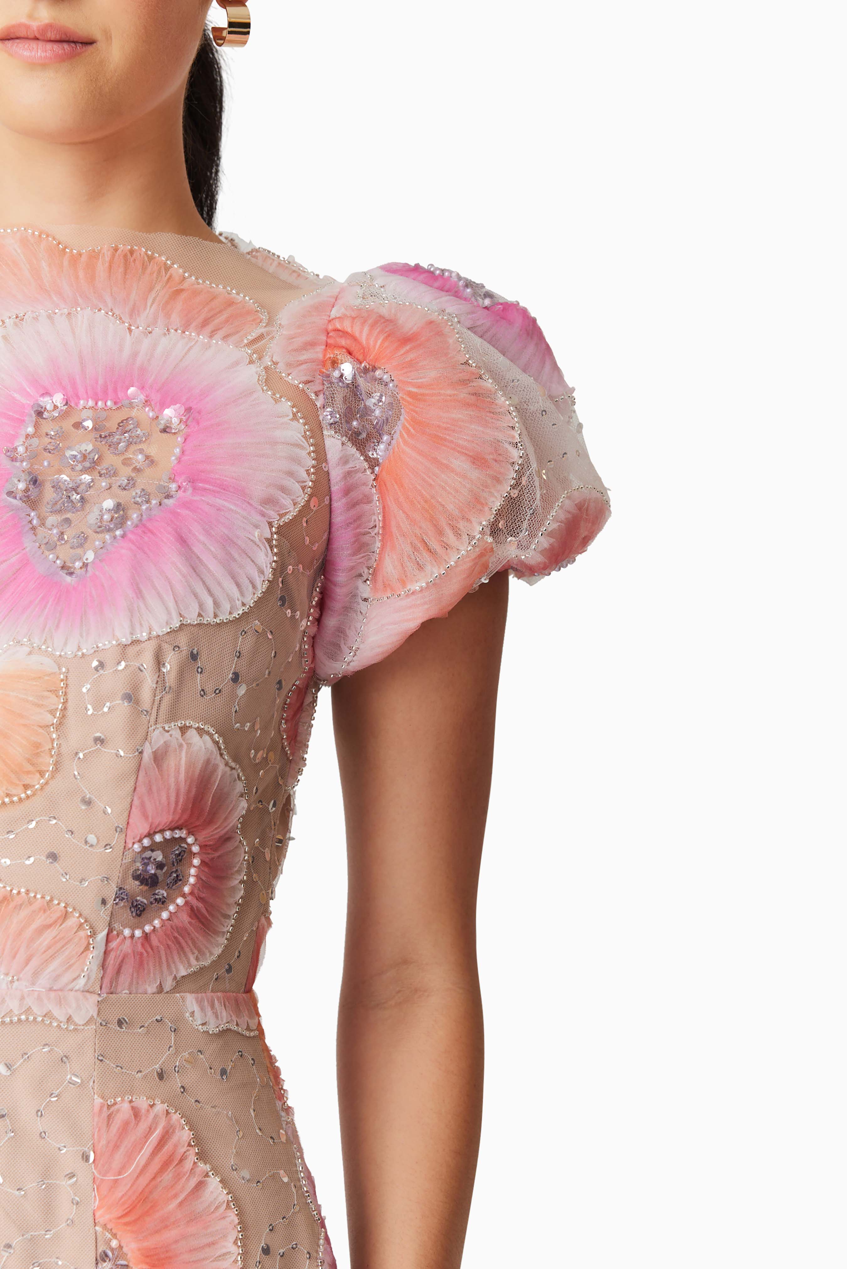 Brittany Floral Midi Dress in Pink