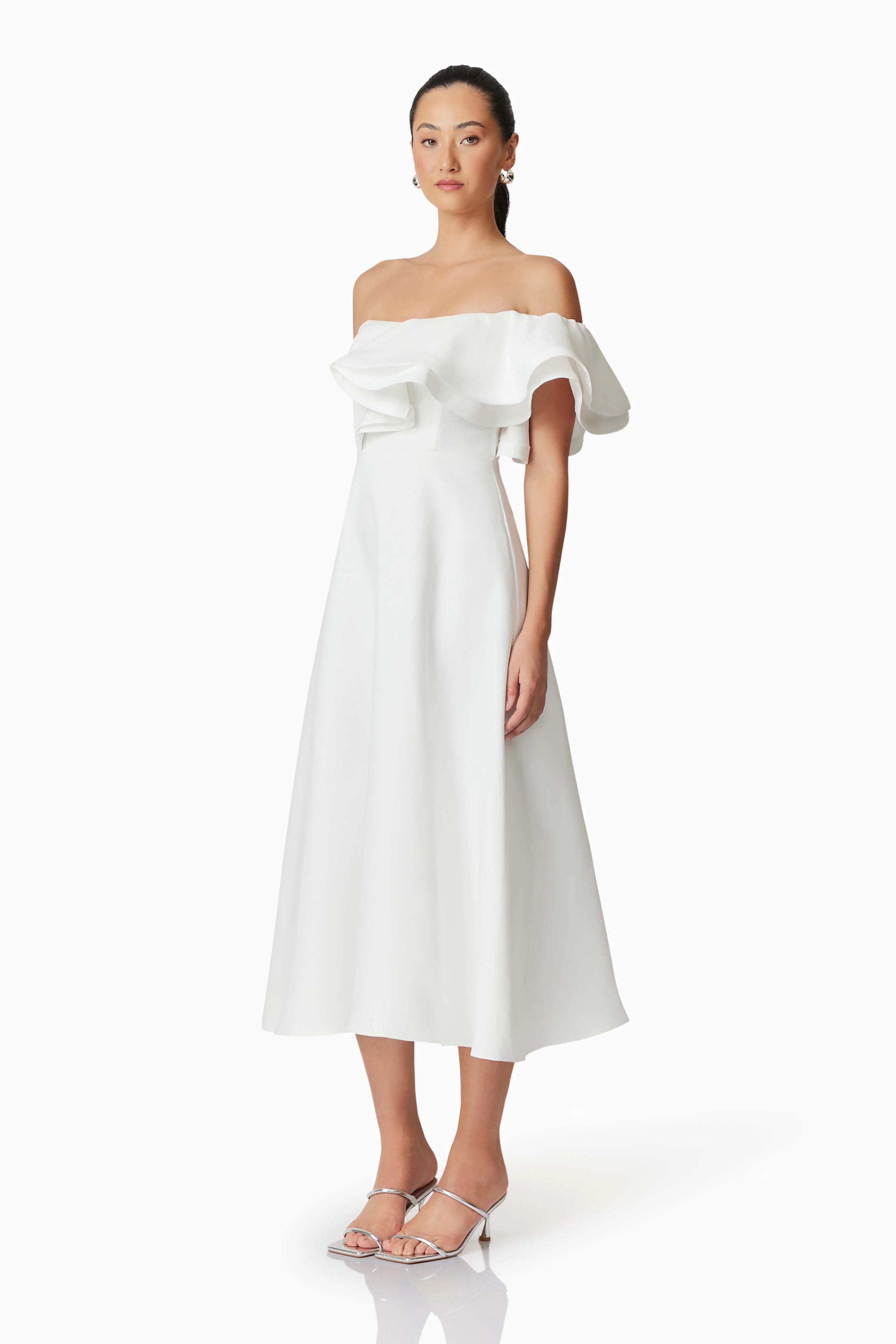 Celia Midi Dress in White
