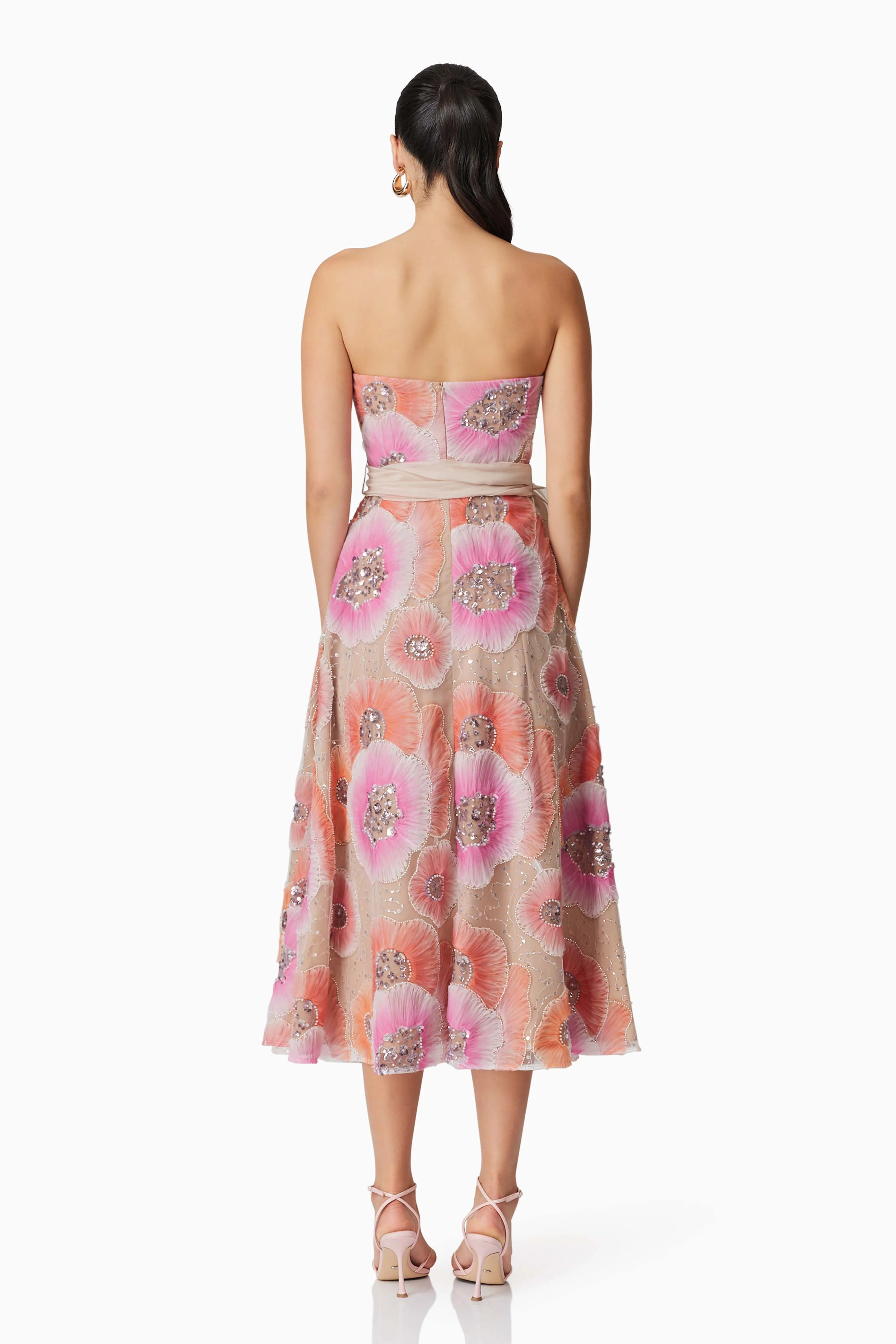 Brittany A-Line Midi Dress in Pink