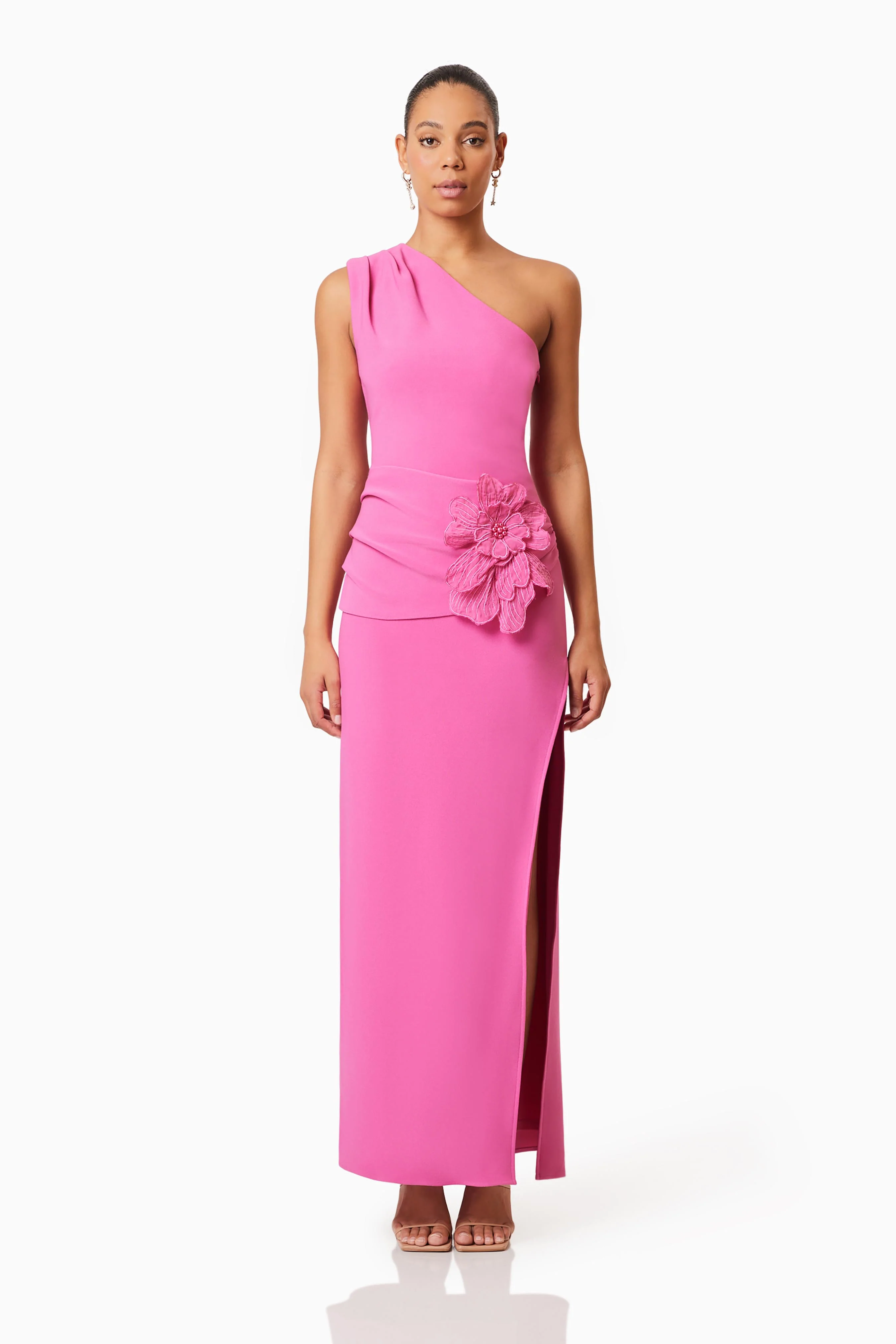 Janelle One Shoulder Gown In Pink