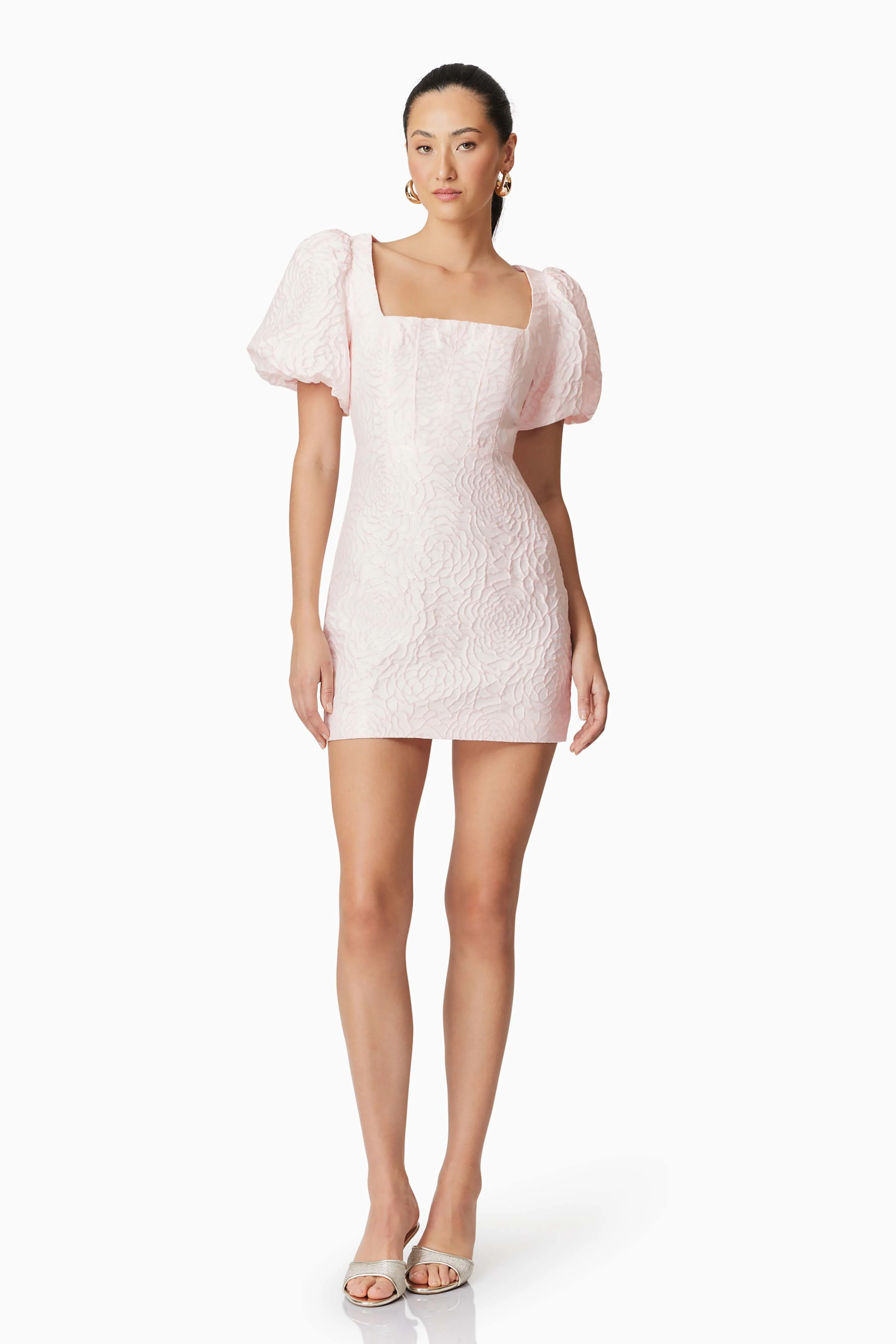 Deanna Puff Sleeve Mini Dress in Pink