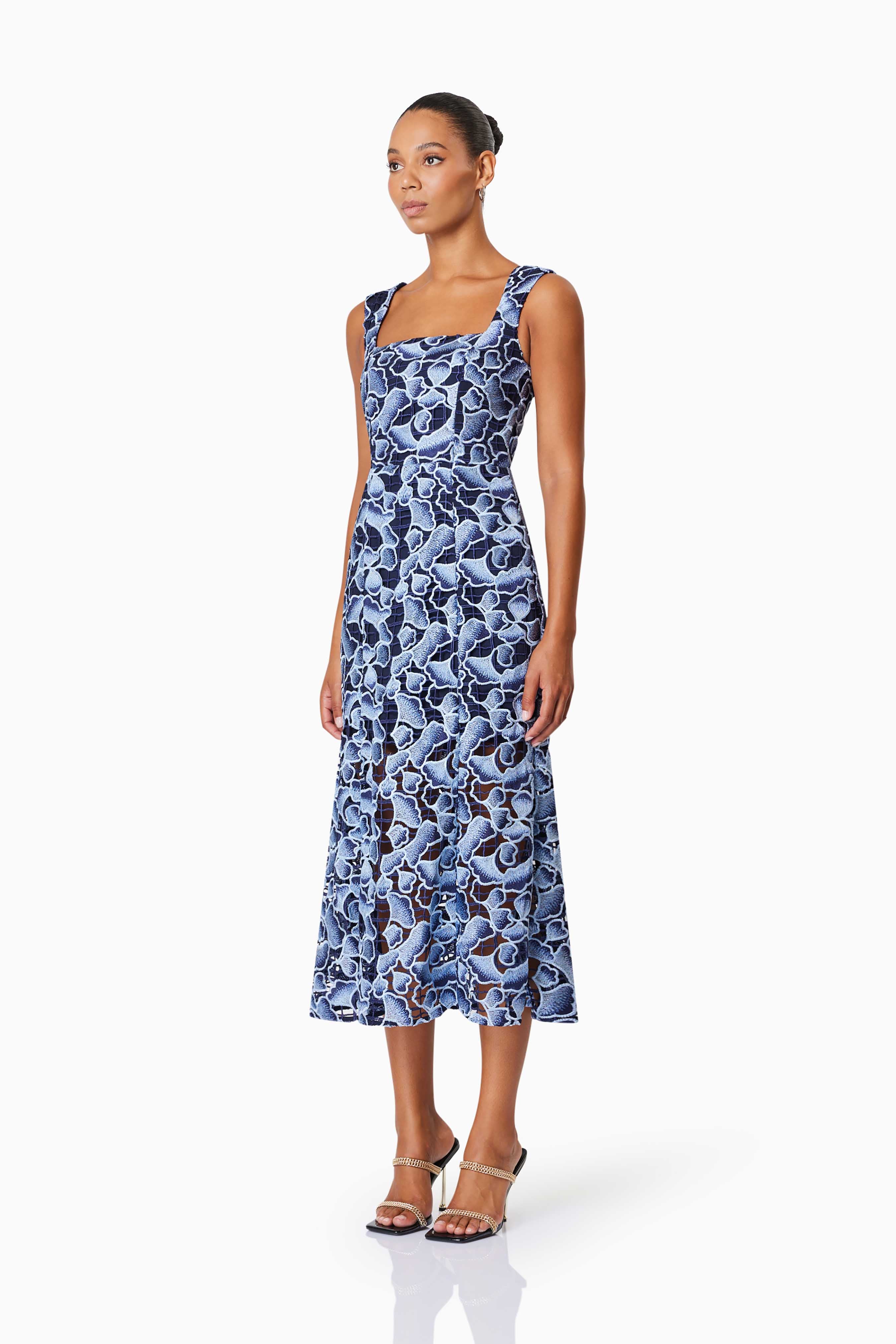 Mila Cocktail Midi Dress In Blue