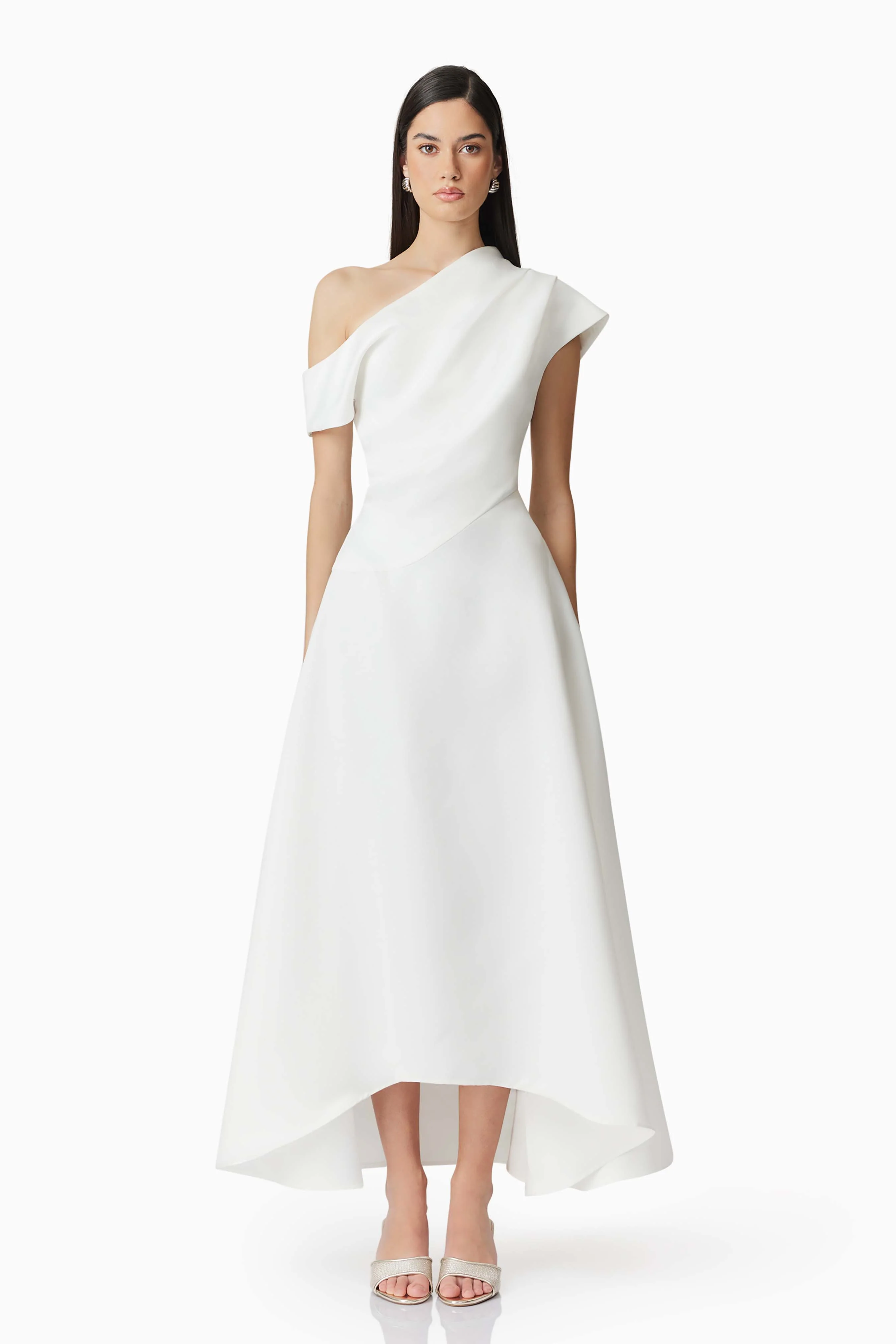 Marissa One Shoulder Gown in White