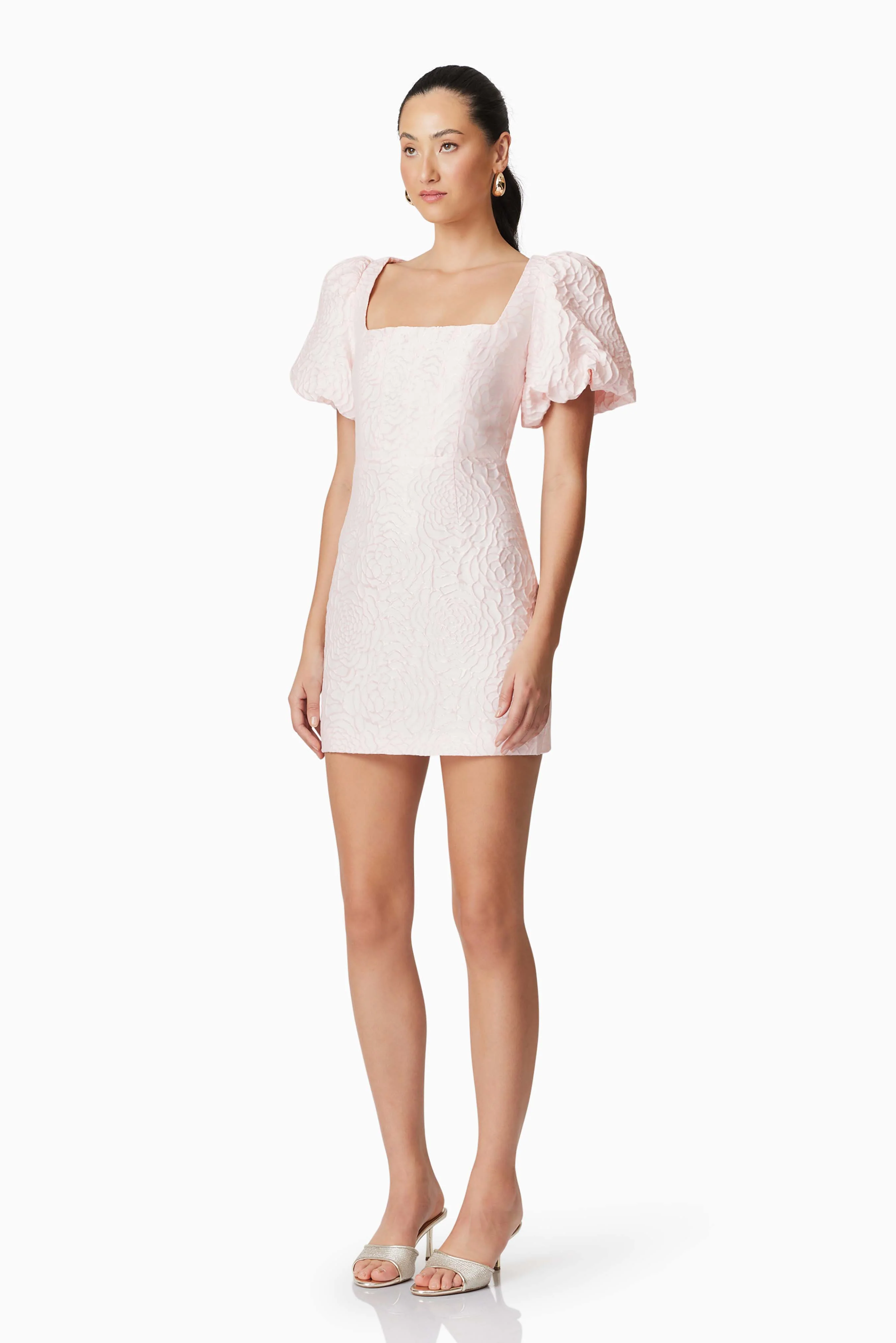 Deanna Puff Sleeve Mini Dress in Pink