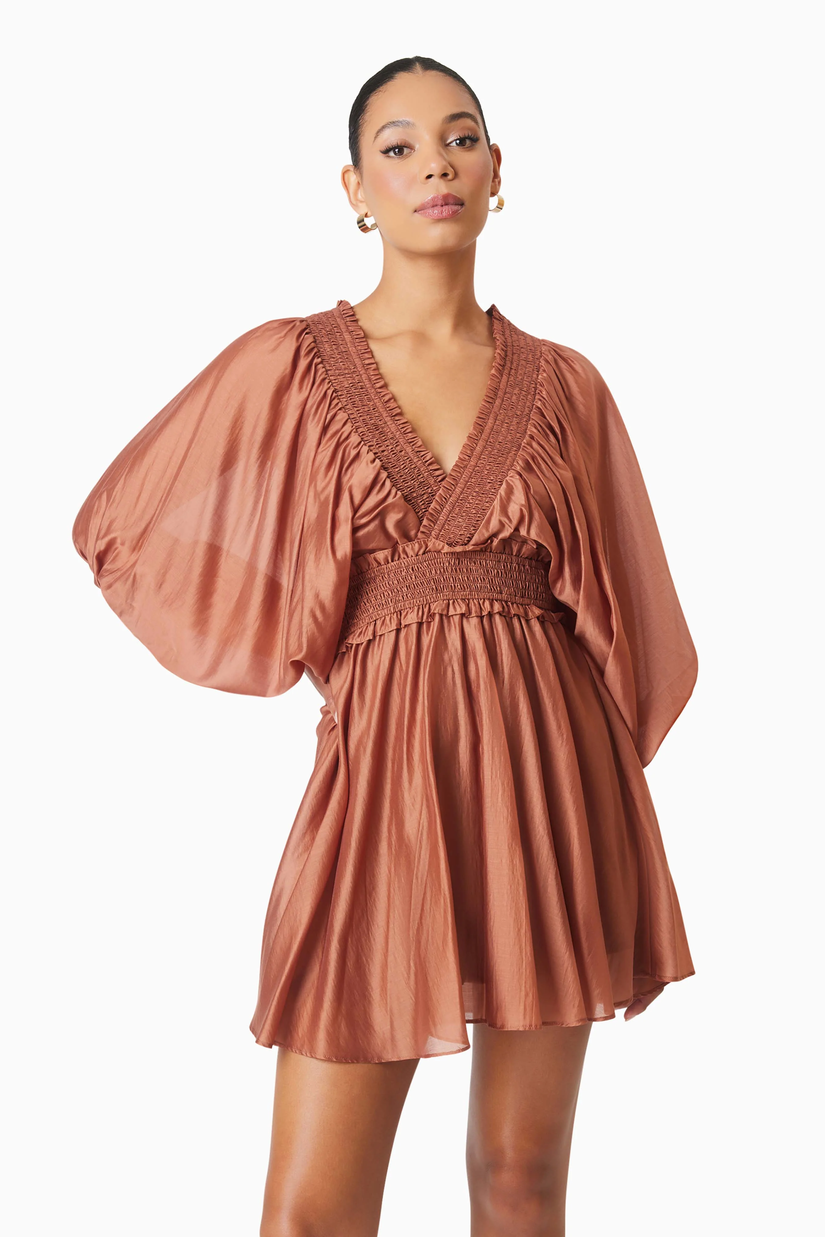 Fauna Resort Wear Mini Dress In Brown