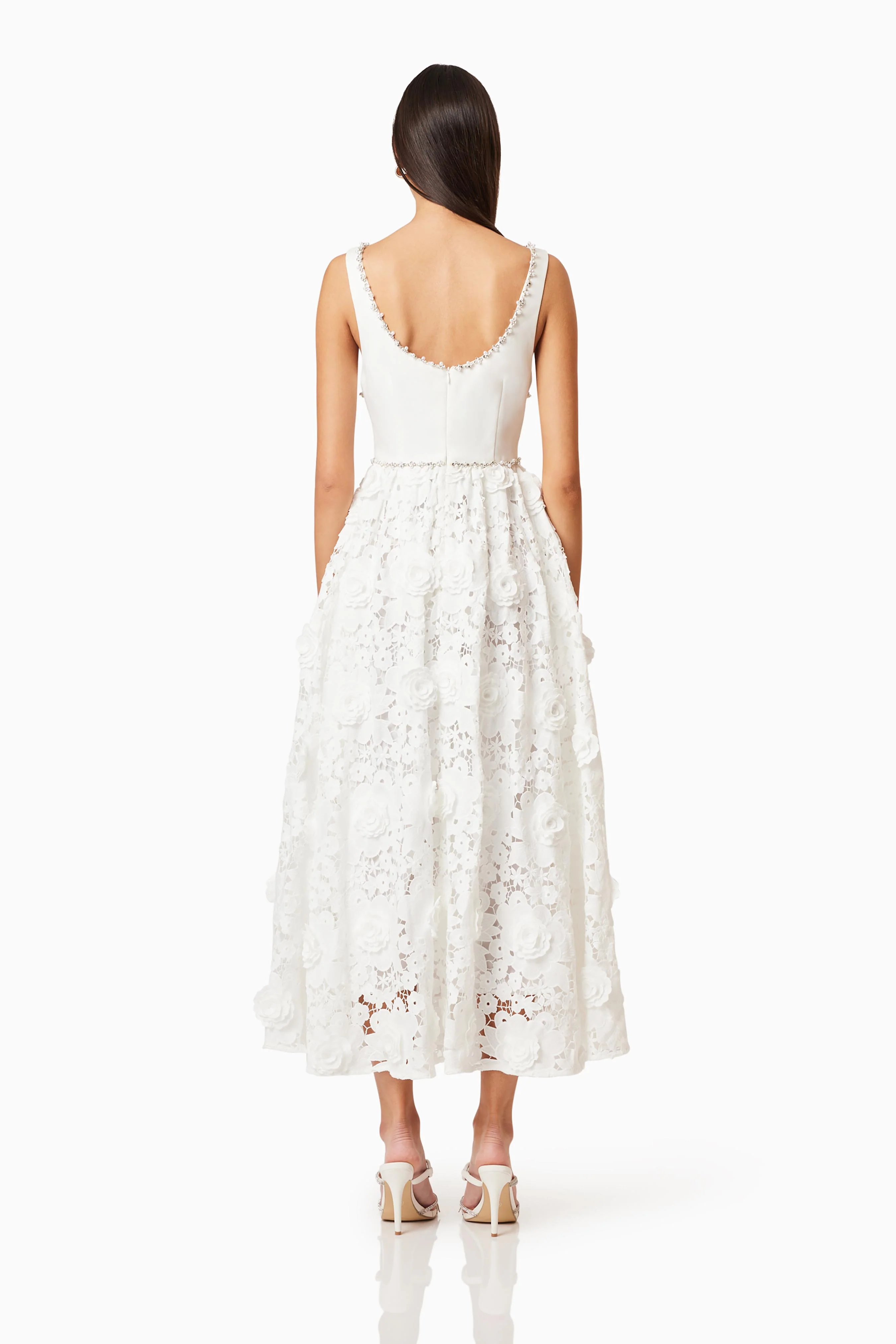 Daffodil Lace Midi Dress In White