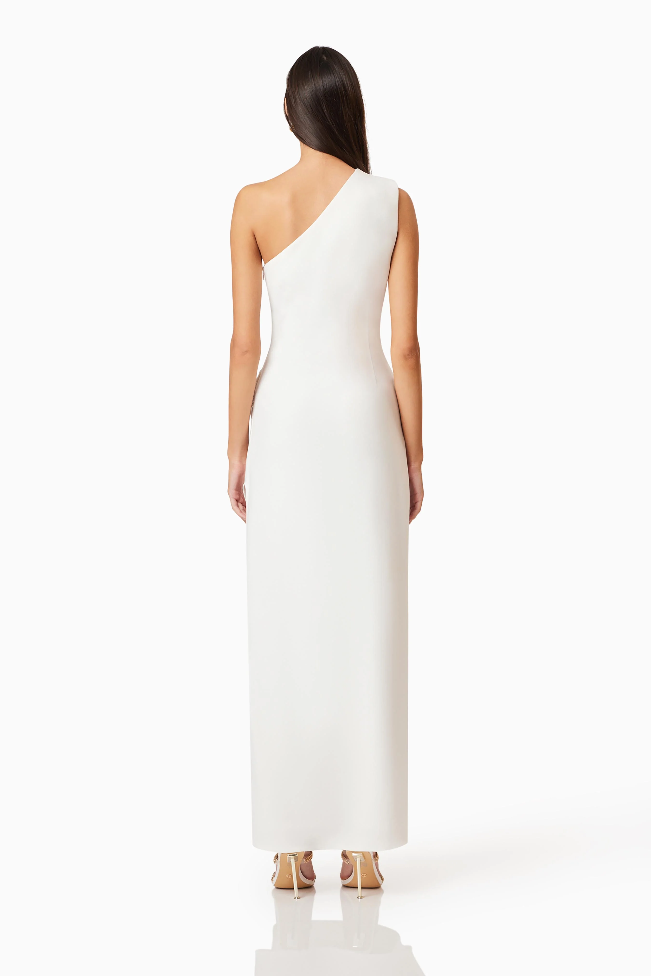 Janelle One Shoulder Gown In White