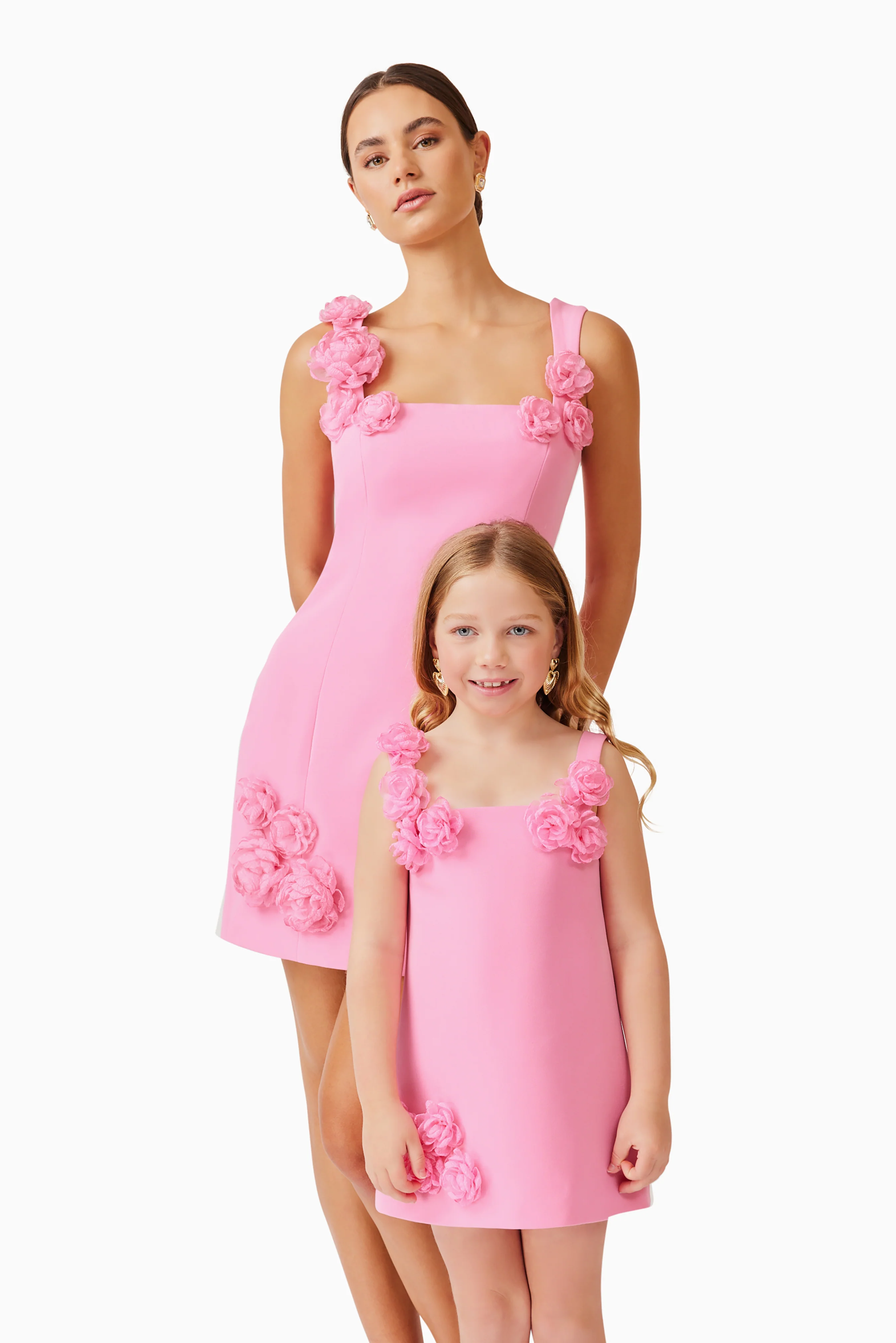Trompe 3D Floral Girls Dress in Pink