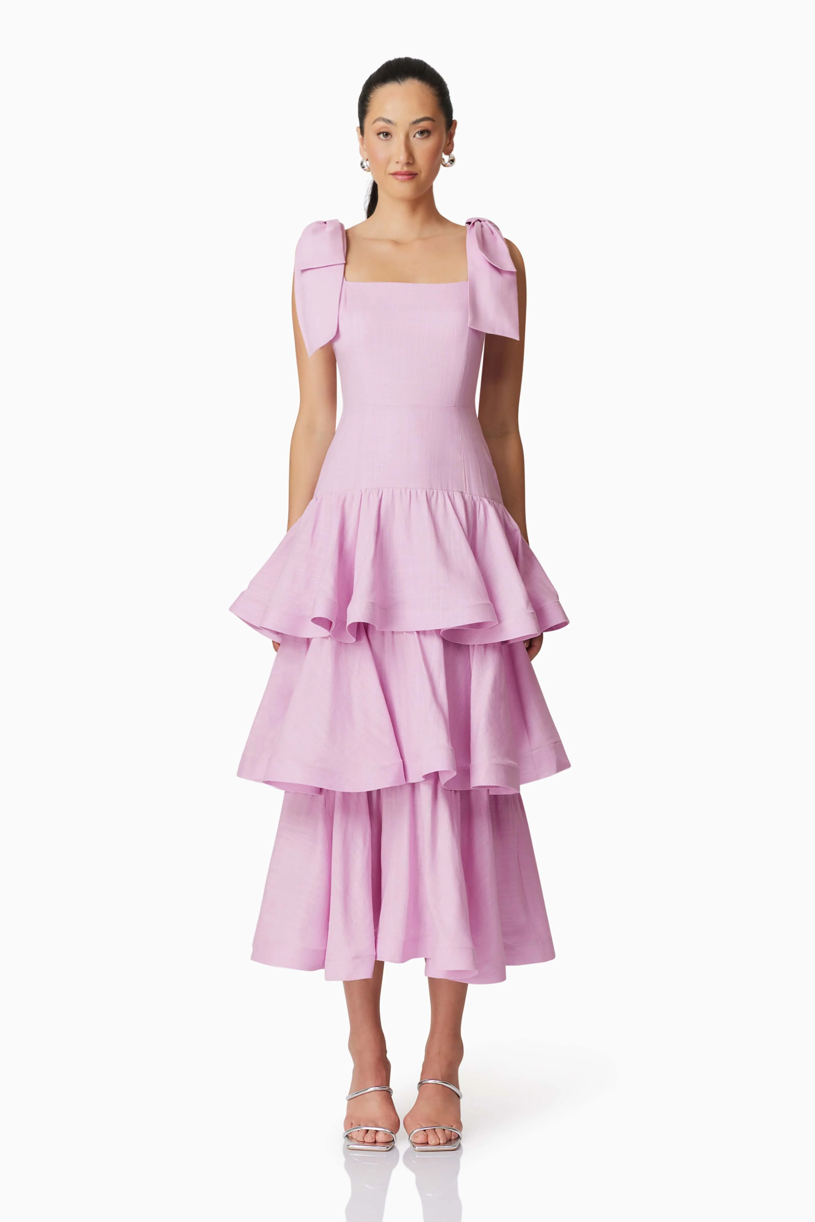 Kara Tiered Maxi Dress in Purple