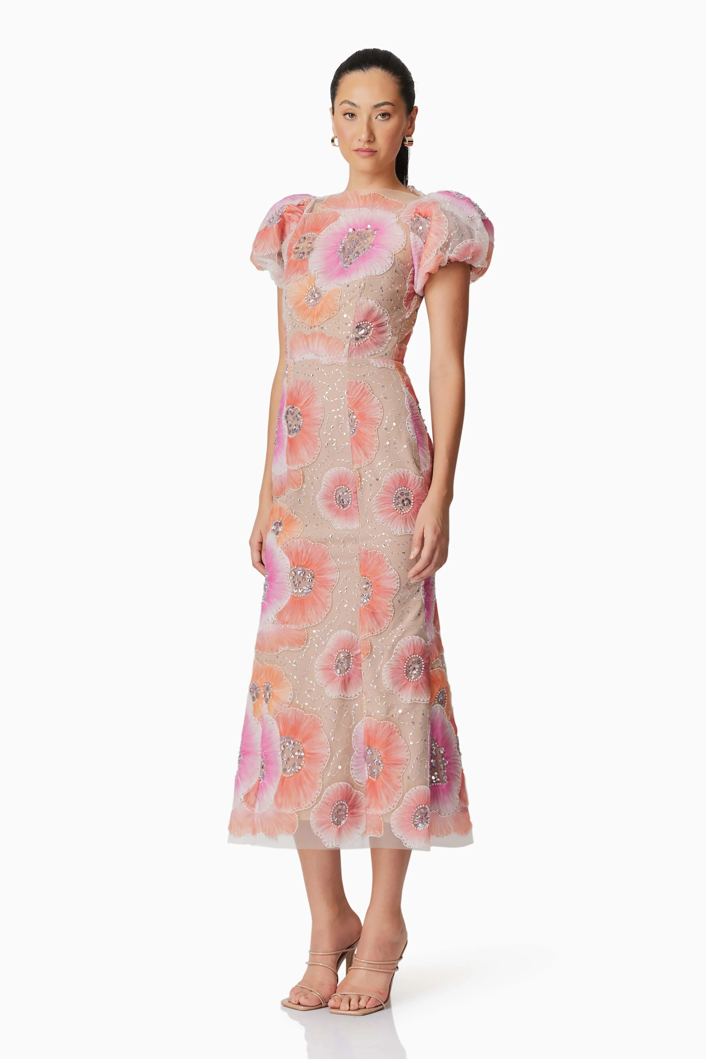 Brittany Floral Midi Dress in Pink