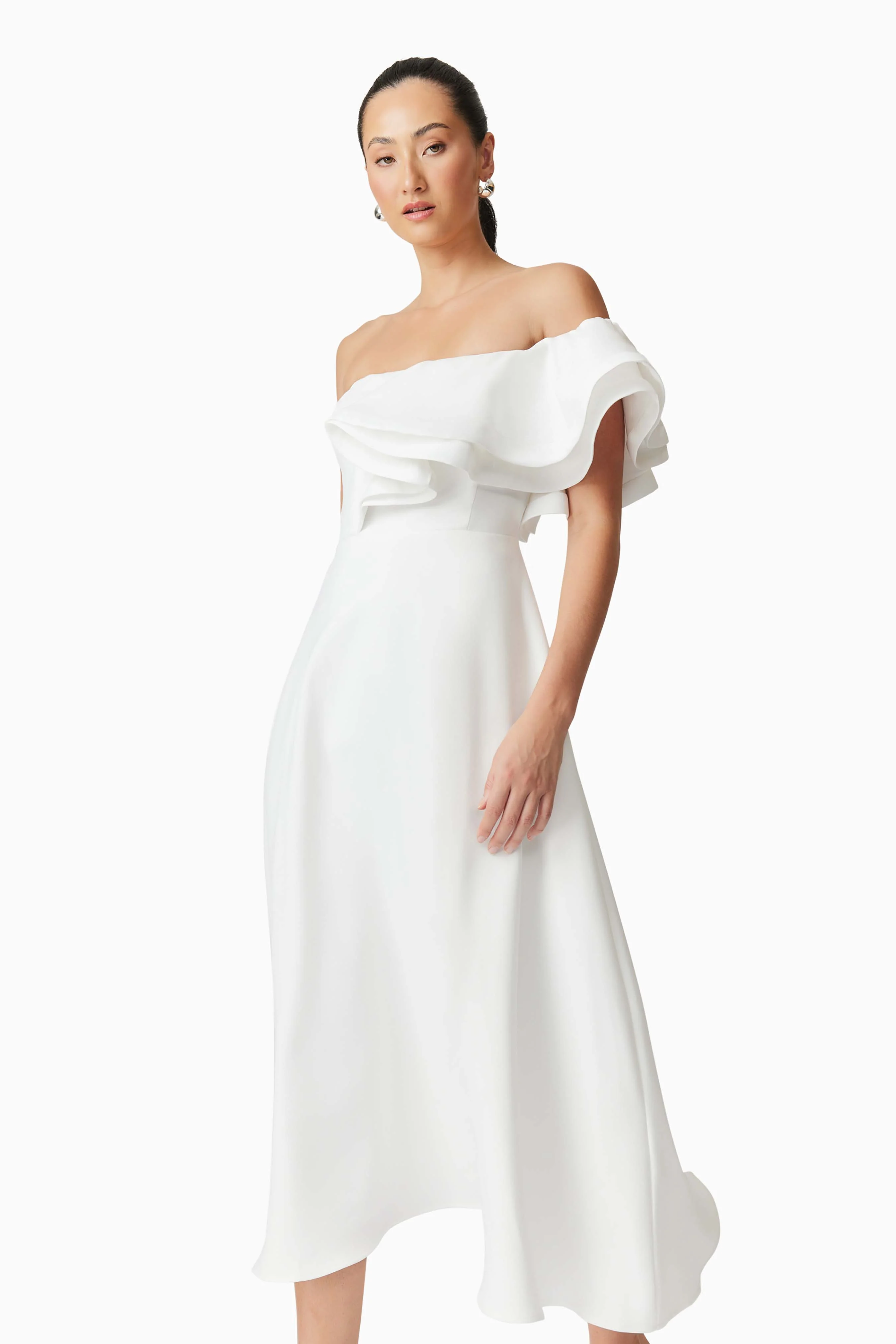 Celia Midi Dress in White