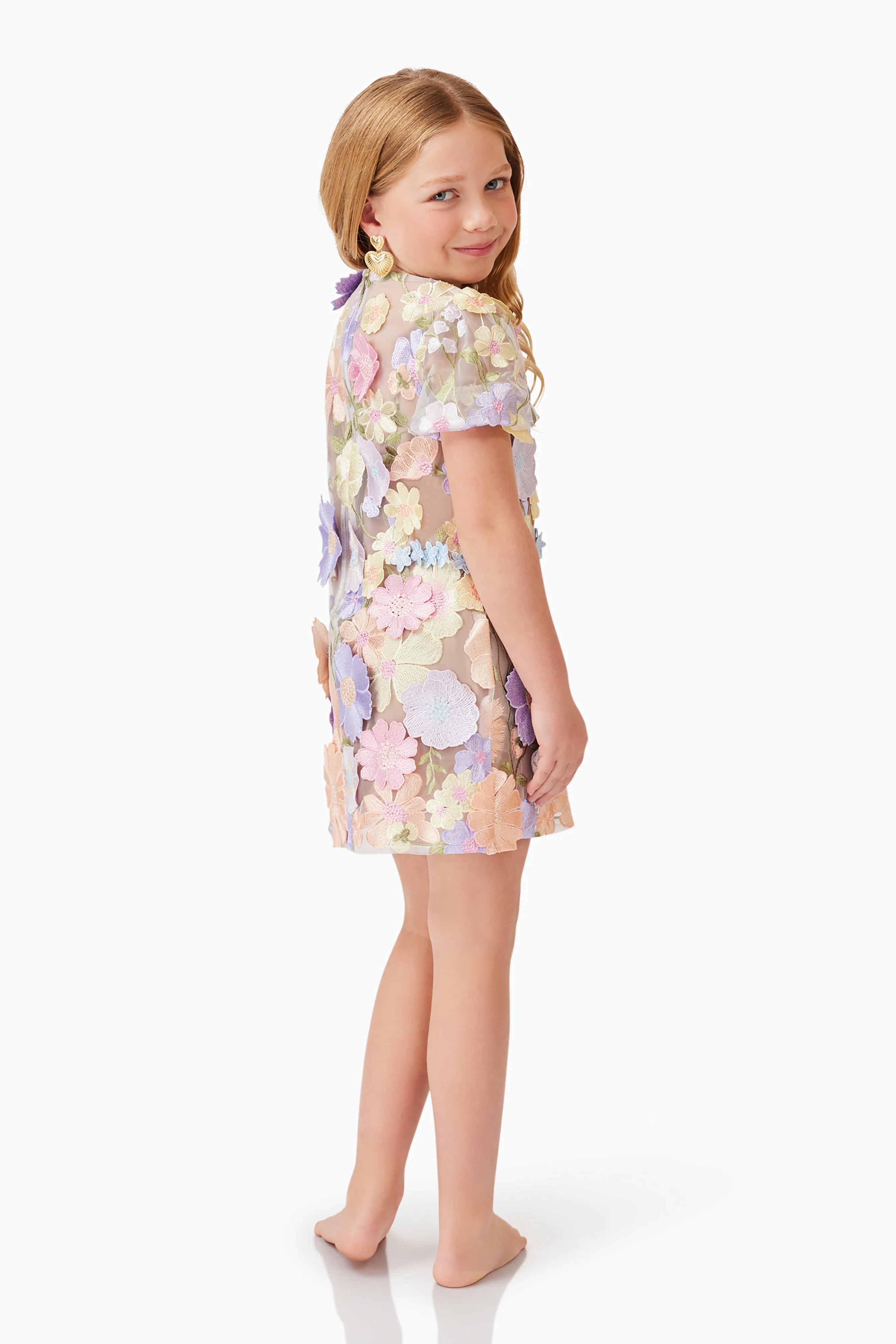 Anthea Embroidered Girls Dress in Purple
