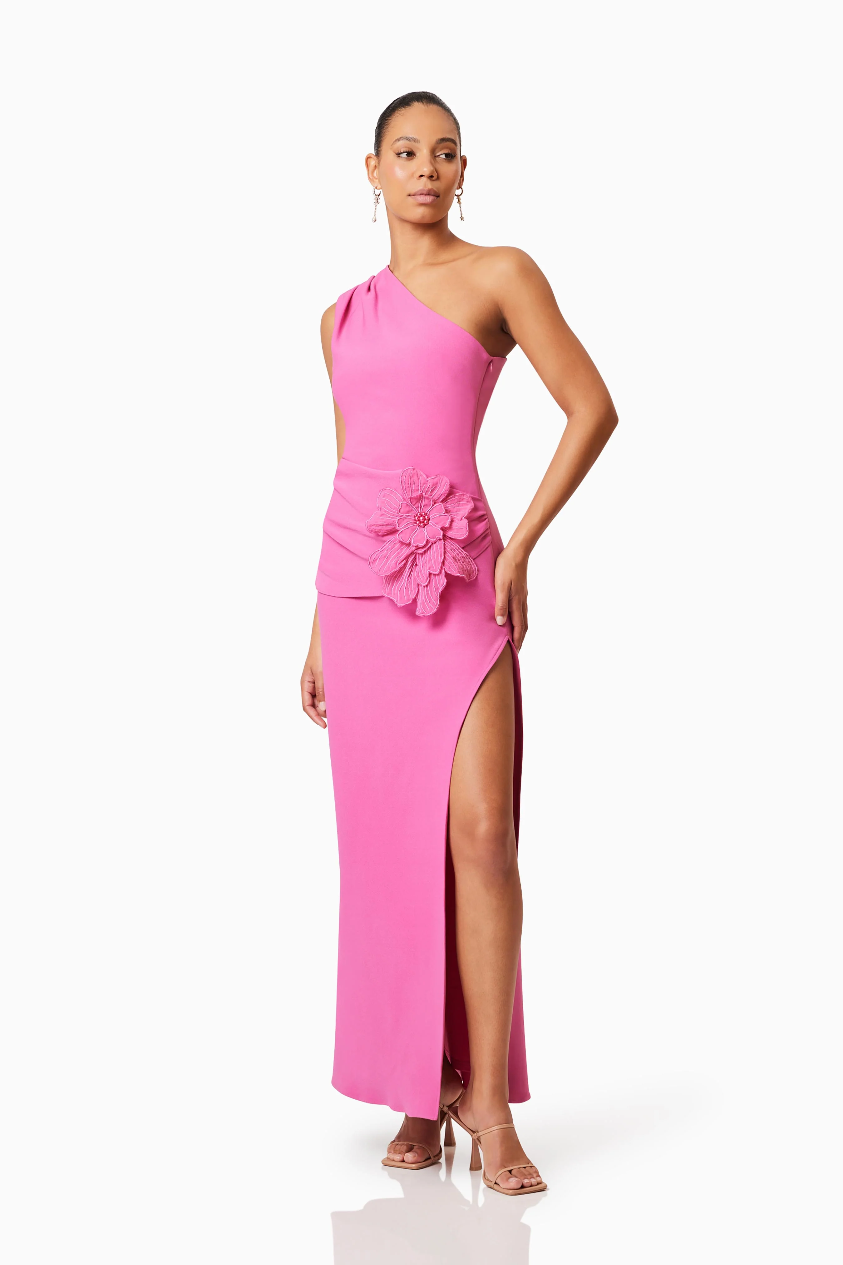 Janelle One Shoulder Gown In Pink