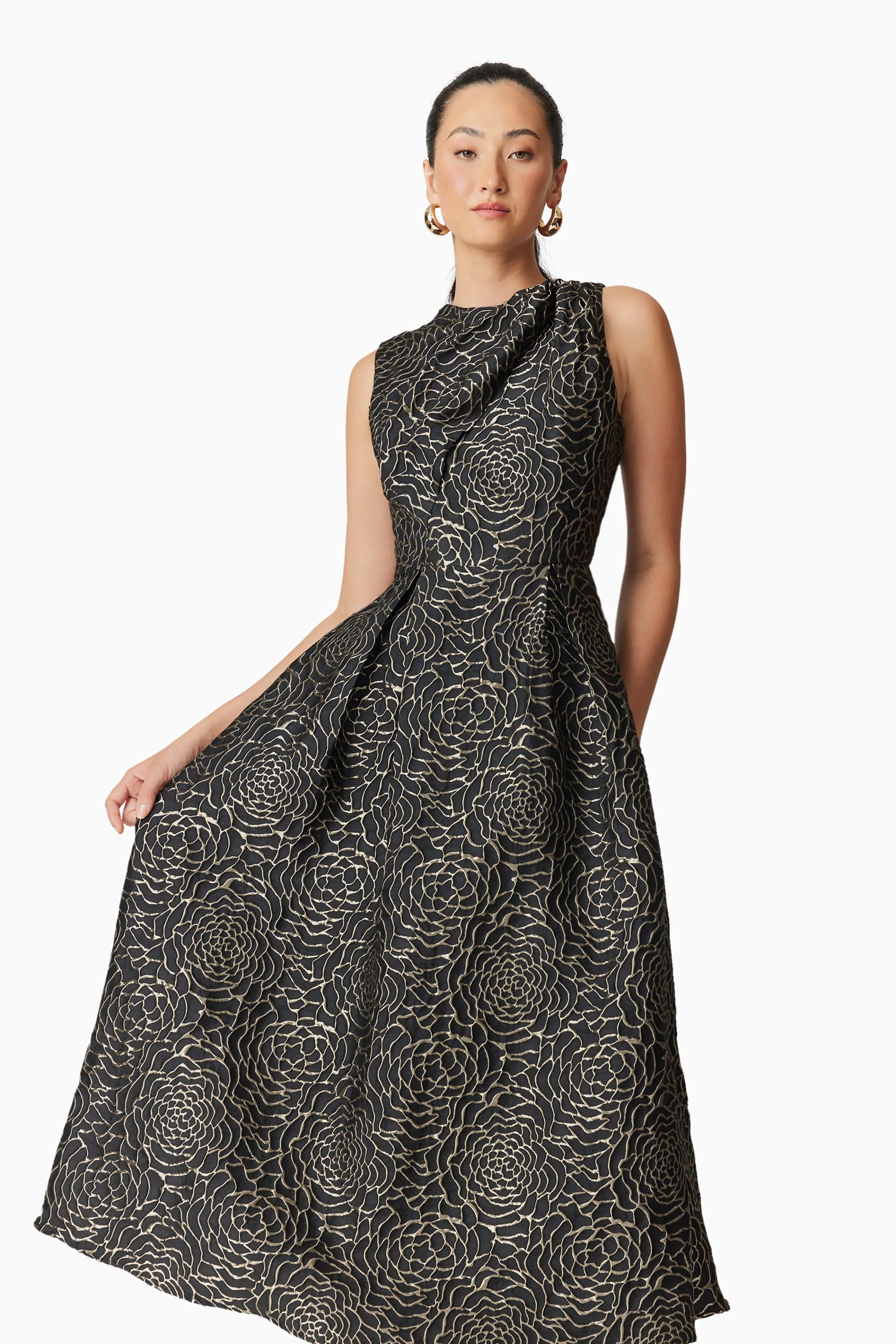 Deanna Midi Dress in Black