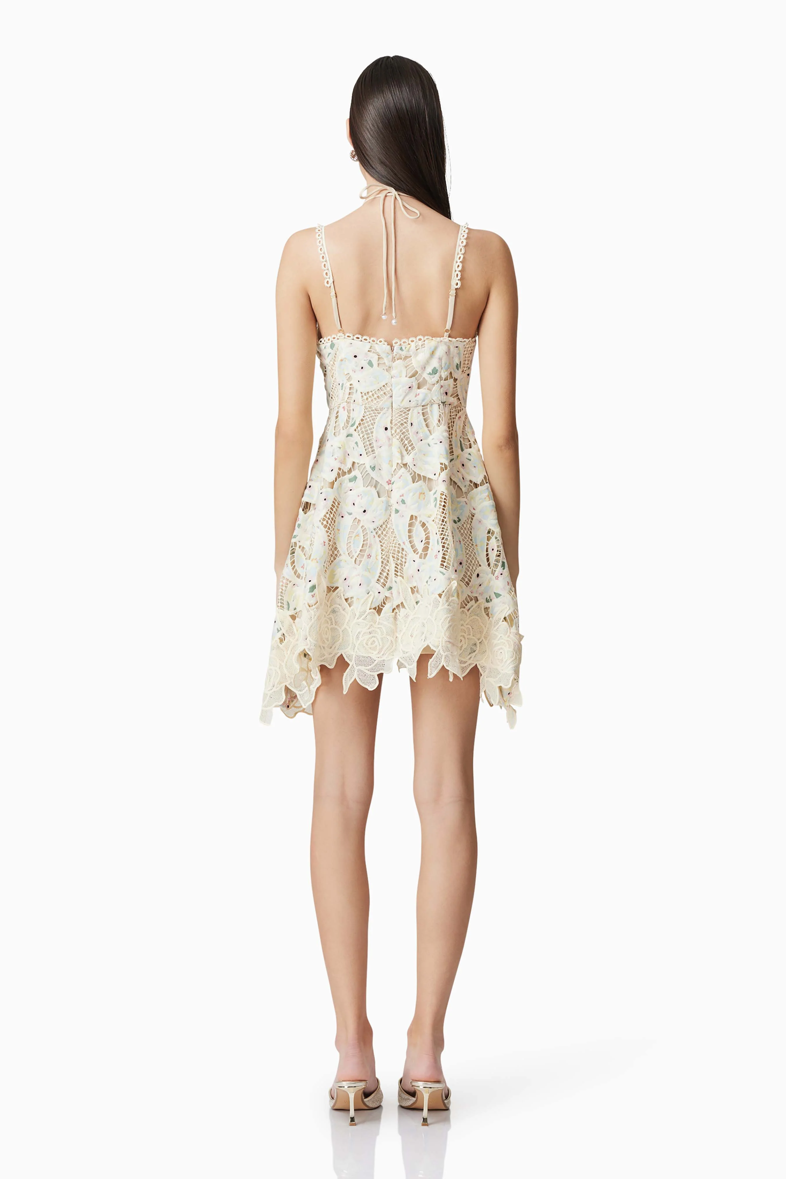 Kyla Floral Mini Halter Dress in White