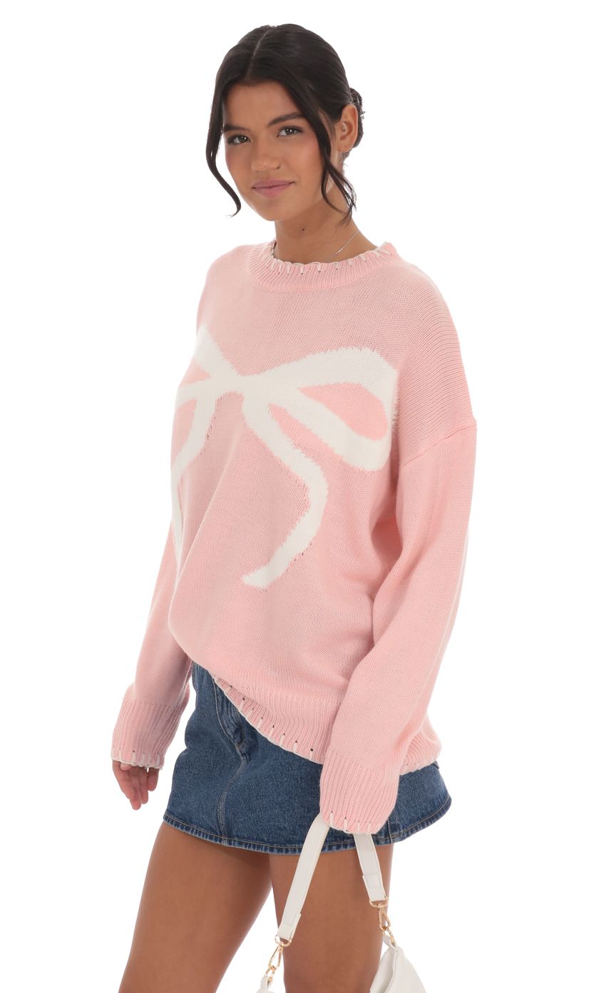 Bow Print Jumper in Pink