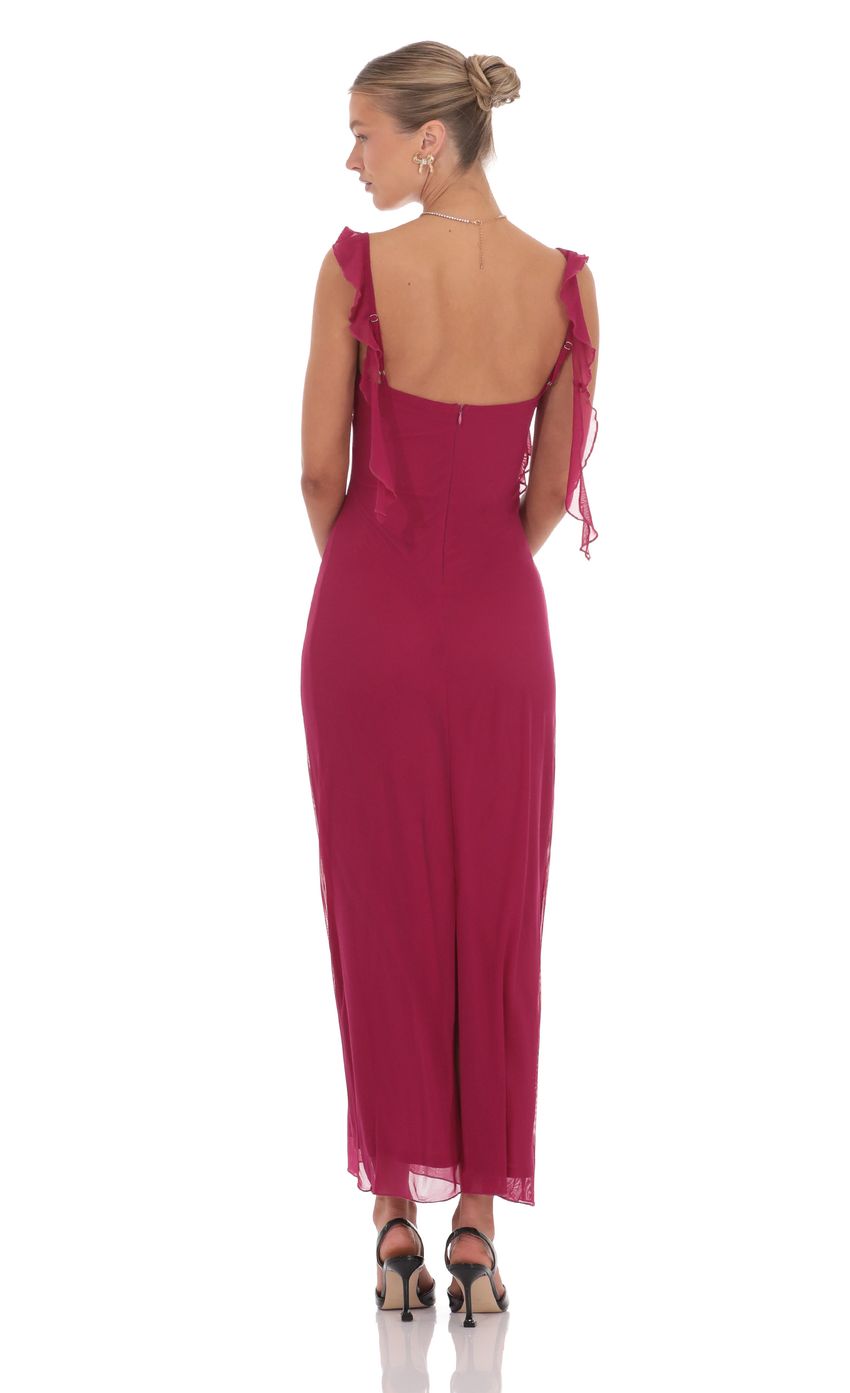 Tassel Strap Maxi Dress in Magenta