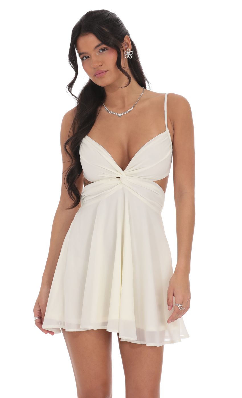 Cutout Fit and Flare Dress in Ivory