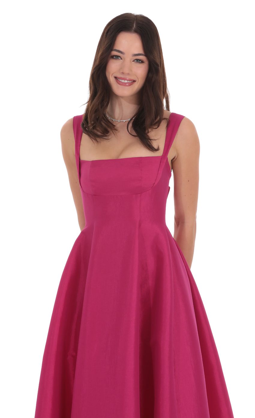 Fit and Flare Maxi Dress in Pink