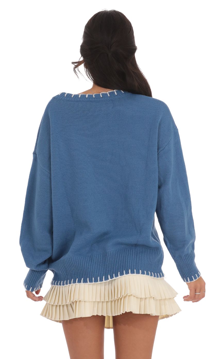 Bow Print Jumper in Blue