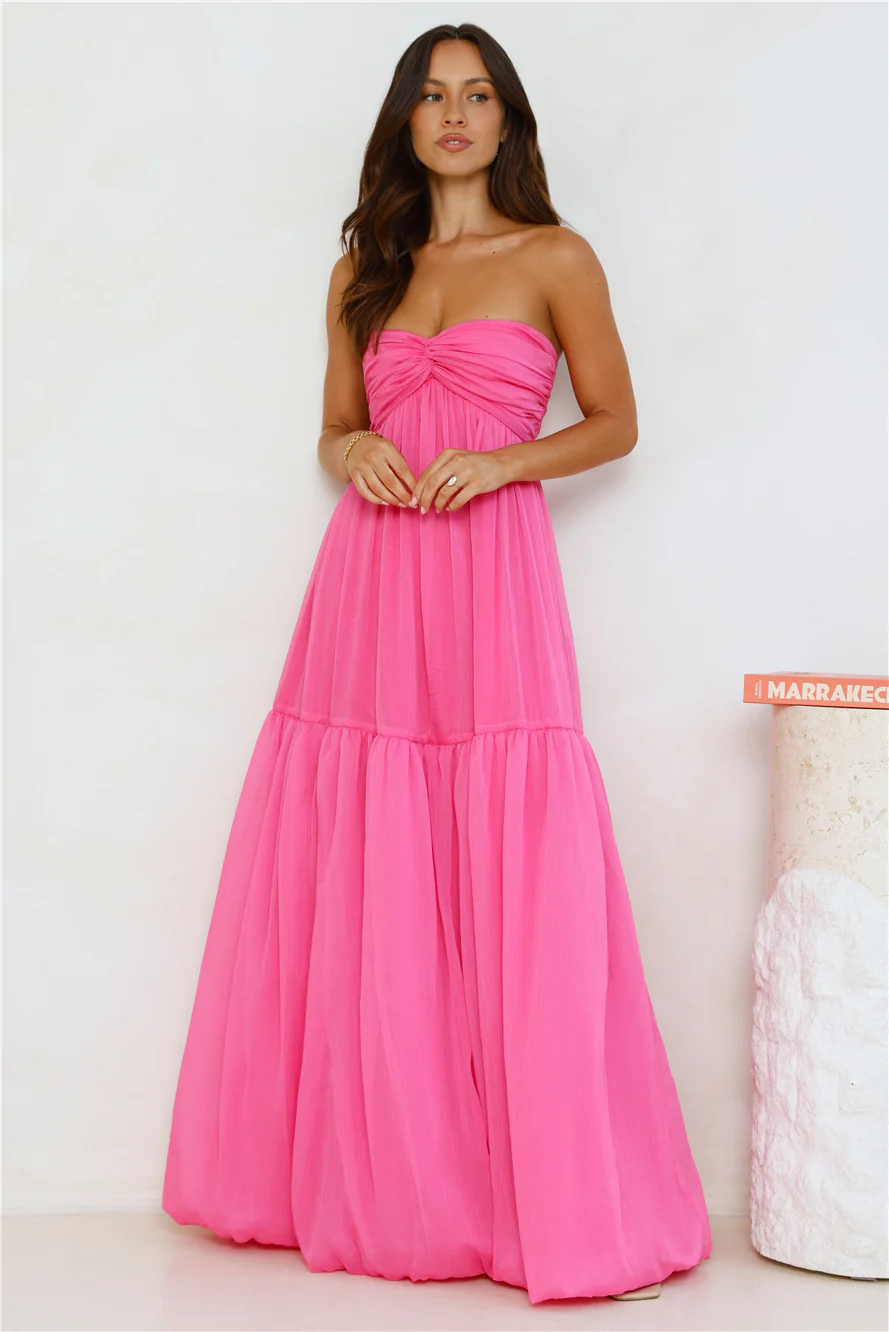 Unforgettable Style Strapless Maxi Dress Pink