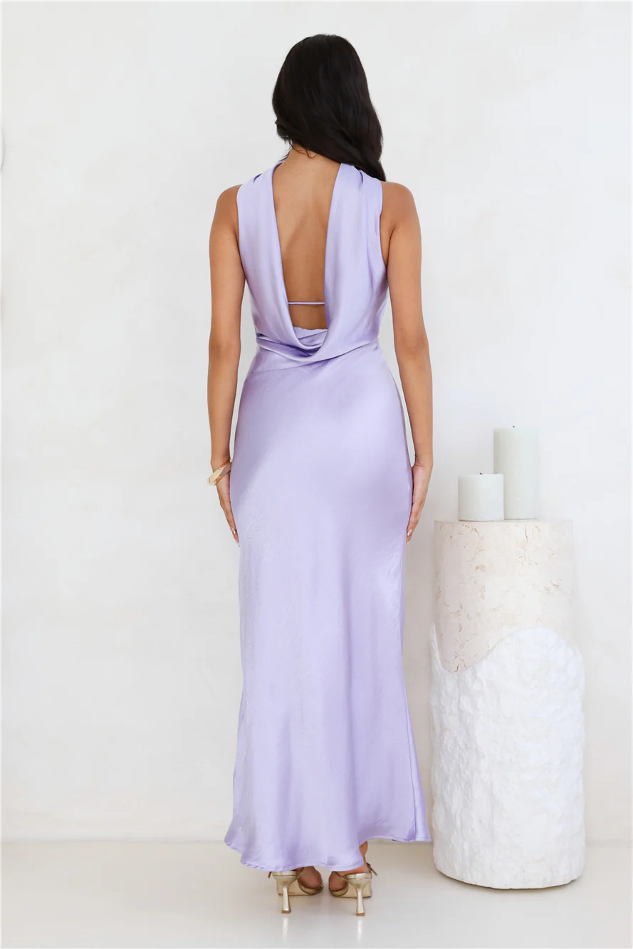 Precious Pearl Satin Maxi Dress Lilac