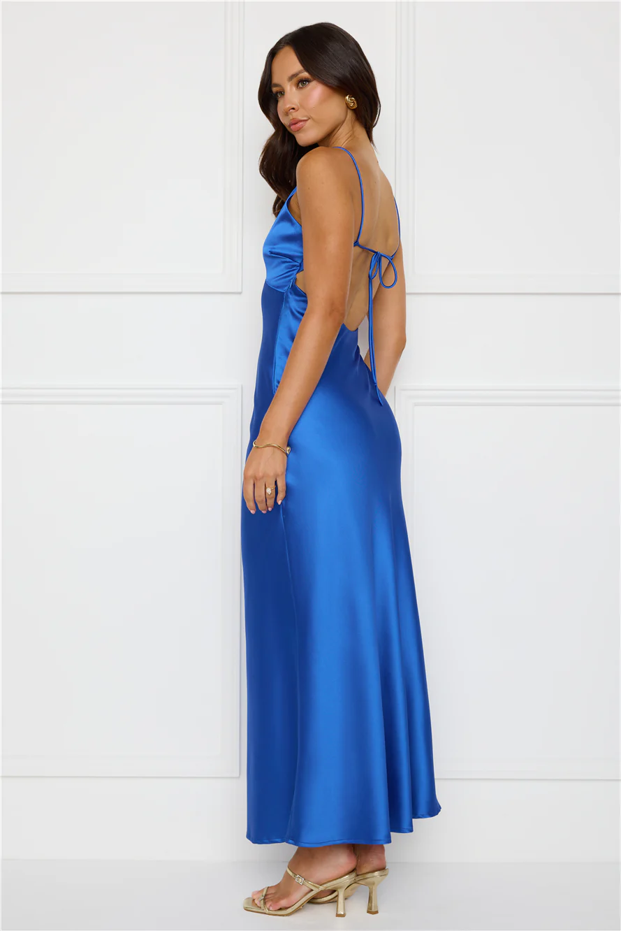 Chic 'Fit Slip Satin Maxi Dress Cobalt