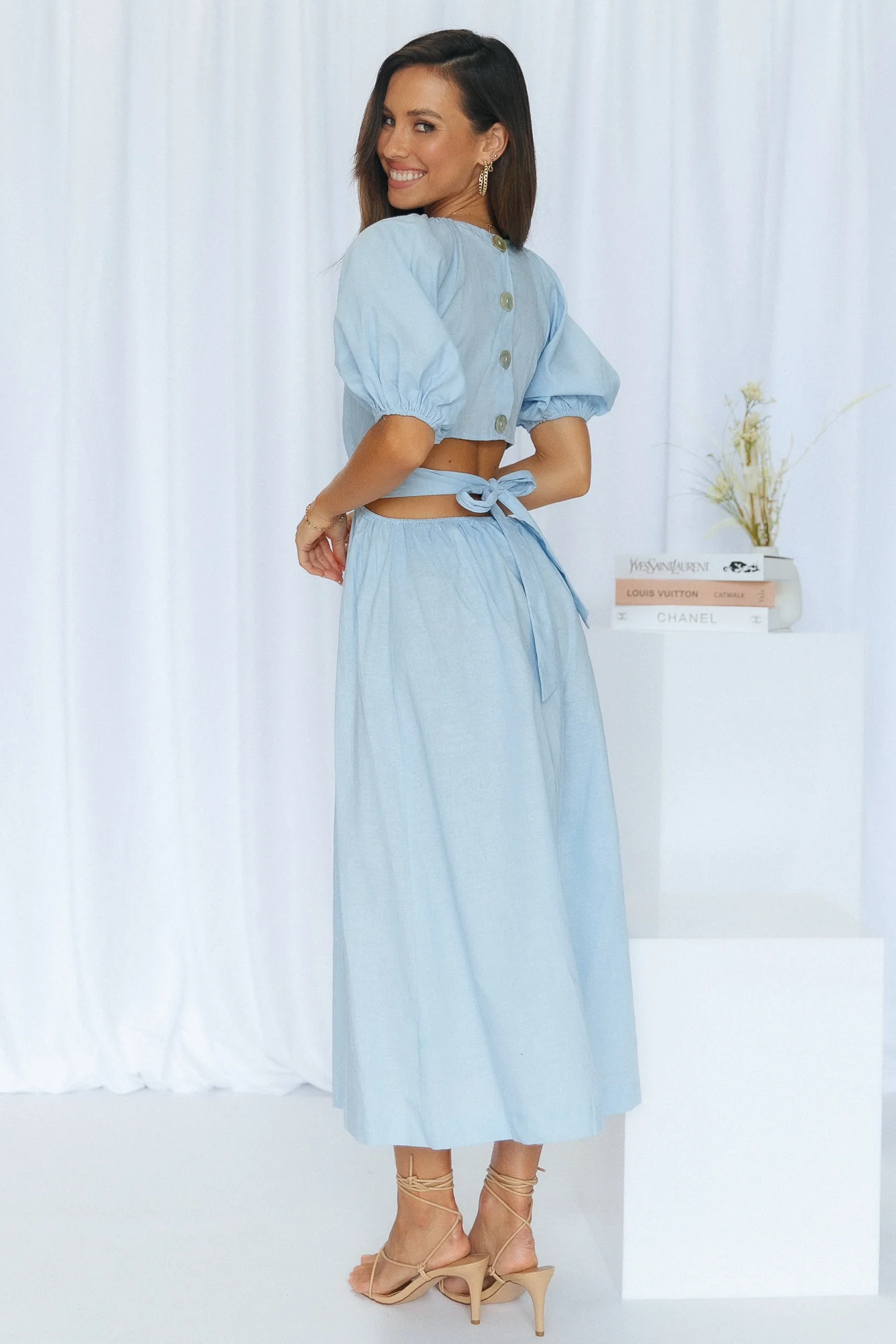 Not A Second Midi Dress Blue