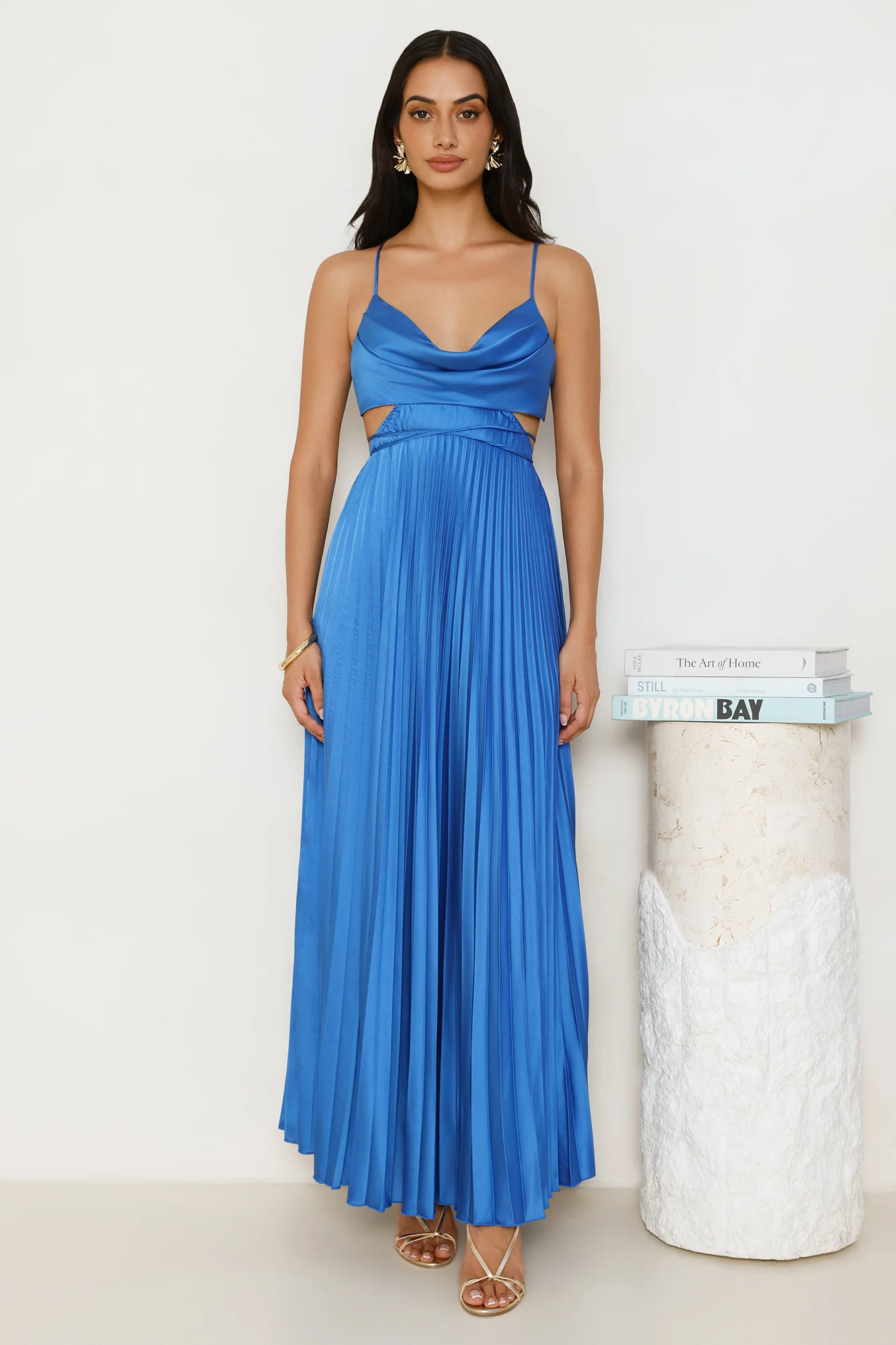 Solara Satin Maxi Dress Blue
